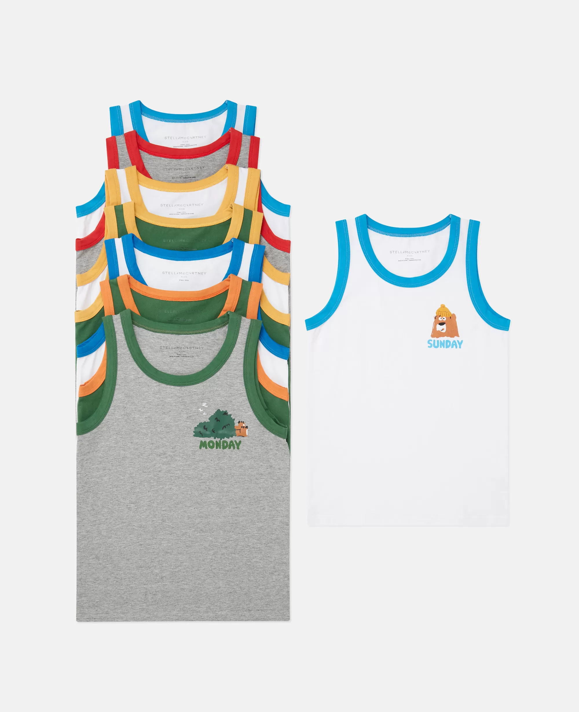Bambini Stella McCartney Scarpe E Accessori>7 Pack Of Bear Badge Days Of The Week Vests