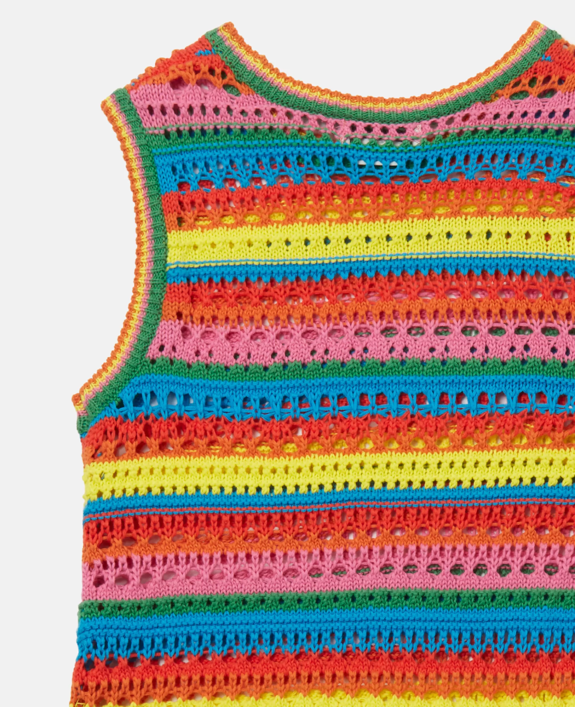 Bambini Stella McCartney Vestiti E Tutine>Abito A Canotta Uncinetto Con Strisce Arcobaleno