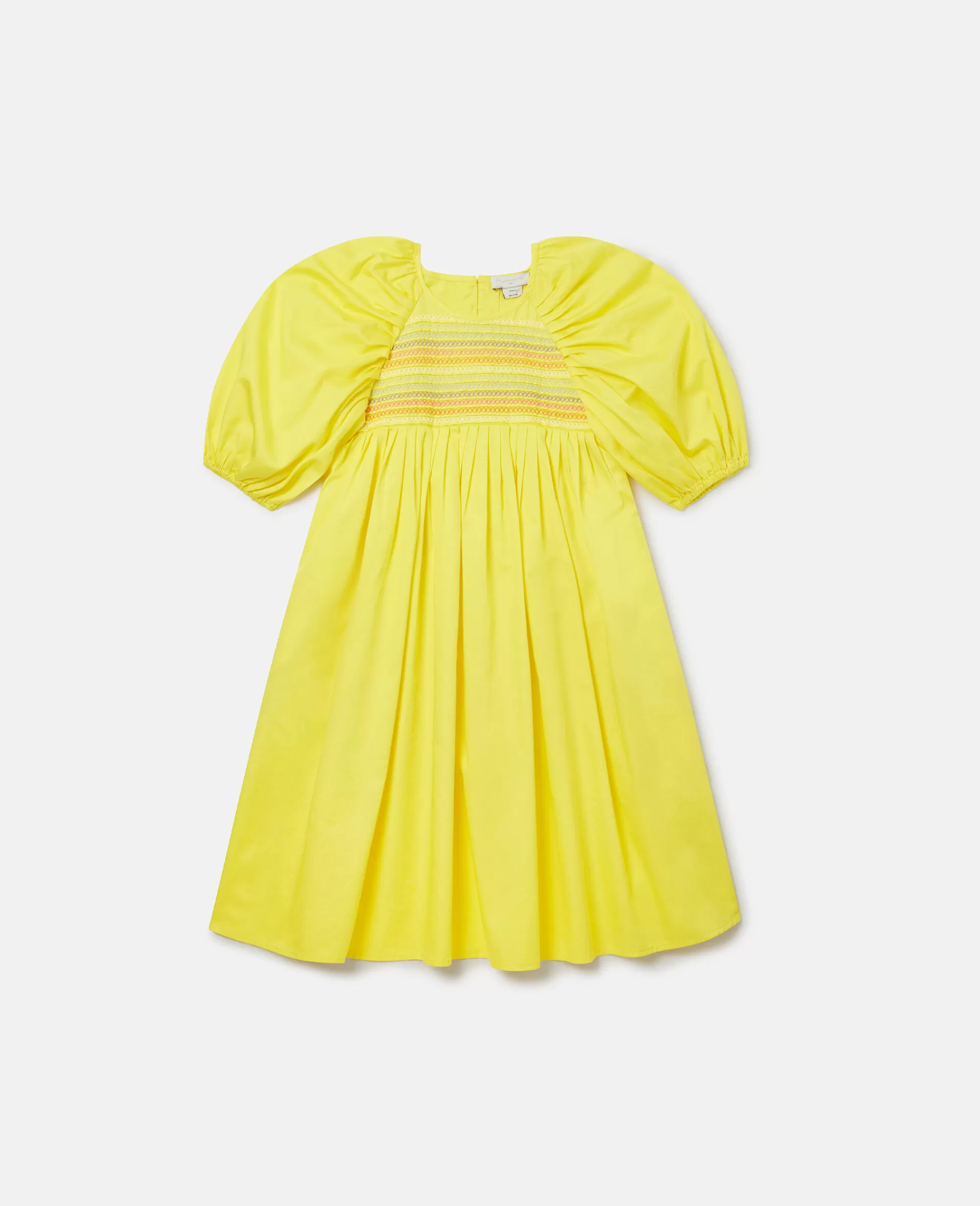 Bambini Stella McCartney Vestiti E Tutine>Abito A Punto Smock Con Righe Di Fiori Ricamate