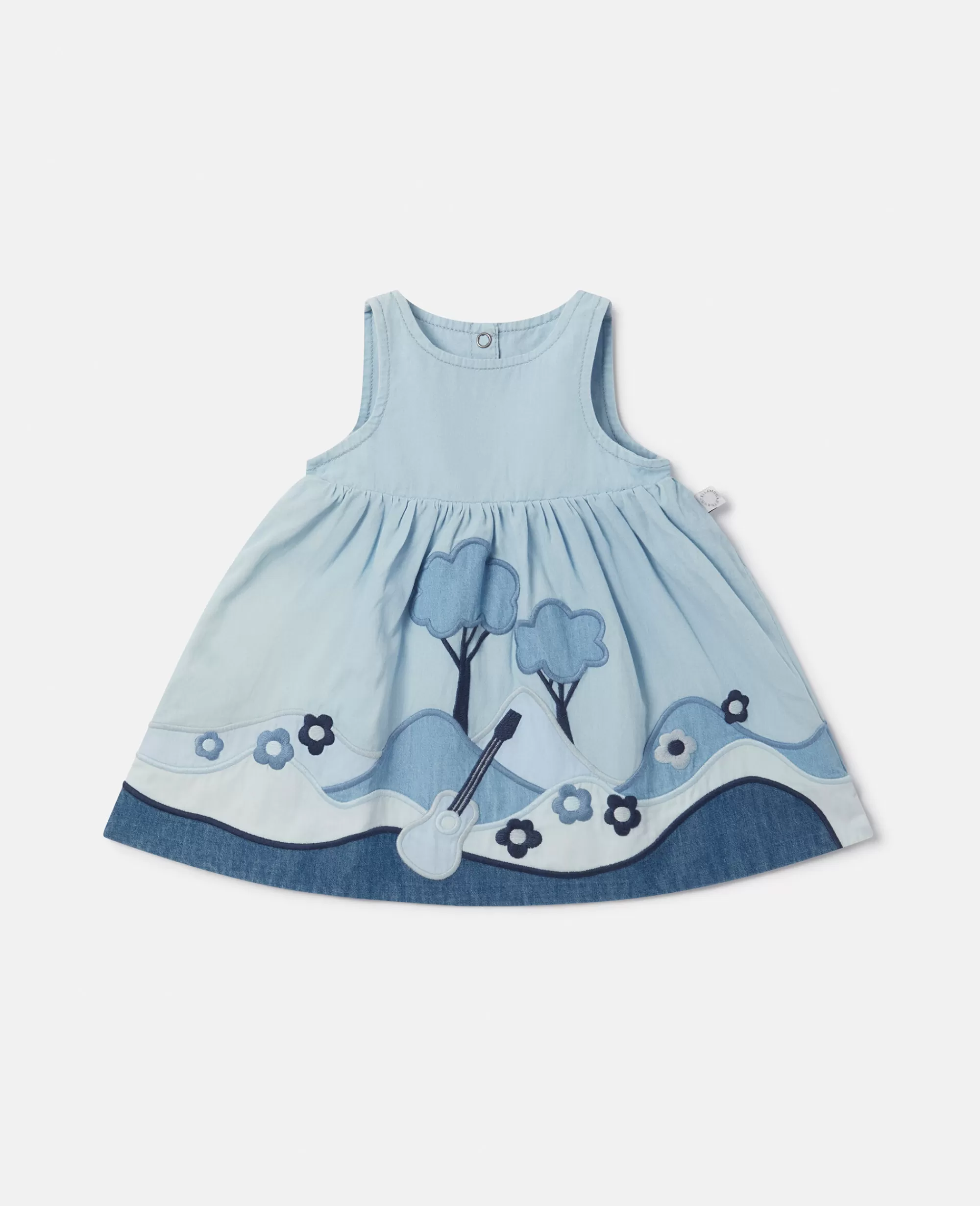 Bambini Stella McCartney Vestiti E Tutine>Abito Chambray Con Paesaggio In Patchwork