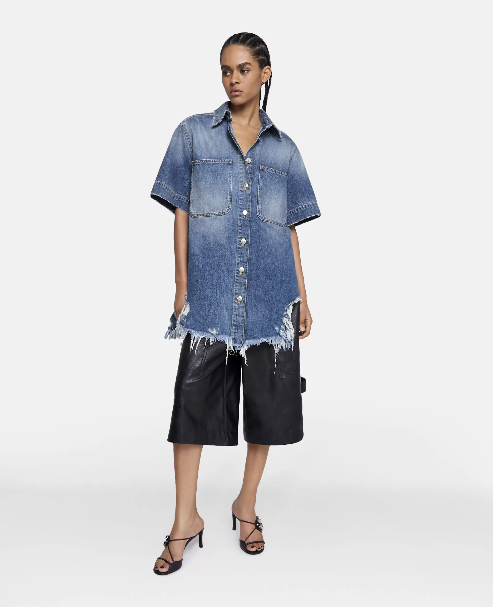 Donna Stella McCartney Denim>Abito Chemisier In Denim Decostruito Con Lavaggio Vintage