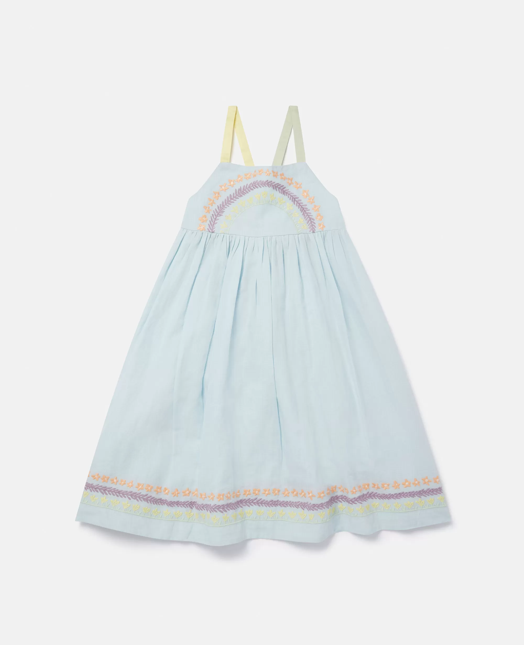 Bambini Stella McCartney Vestiti E Tutine>Abito Con Righe Di Fiori Ricamate