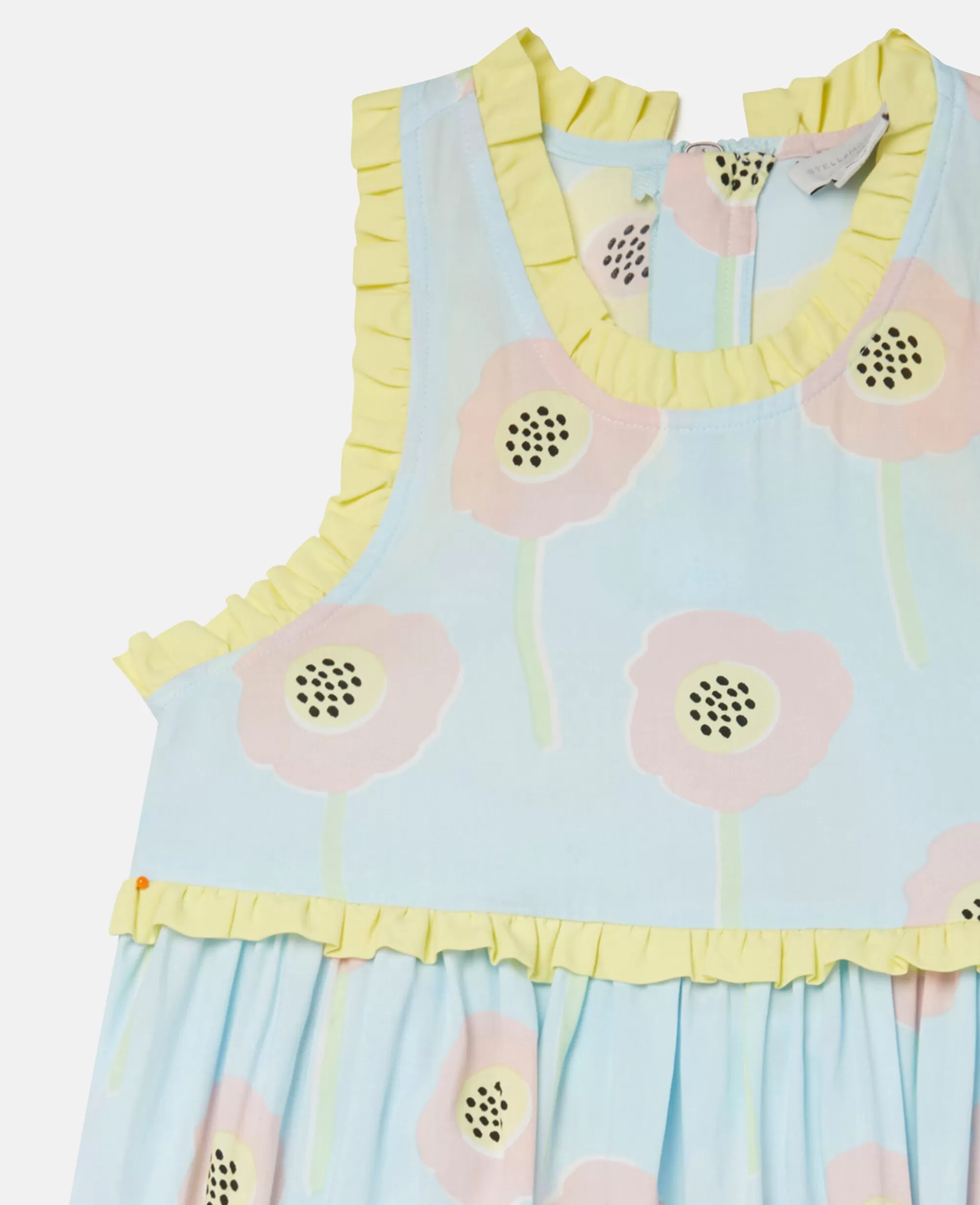 Bambini Stella McCartney Vestiti E Tutine>Abito Con Stampa Girasole E Bordi A Balze