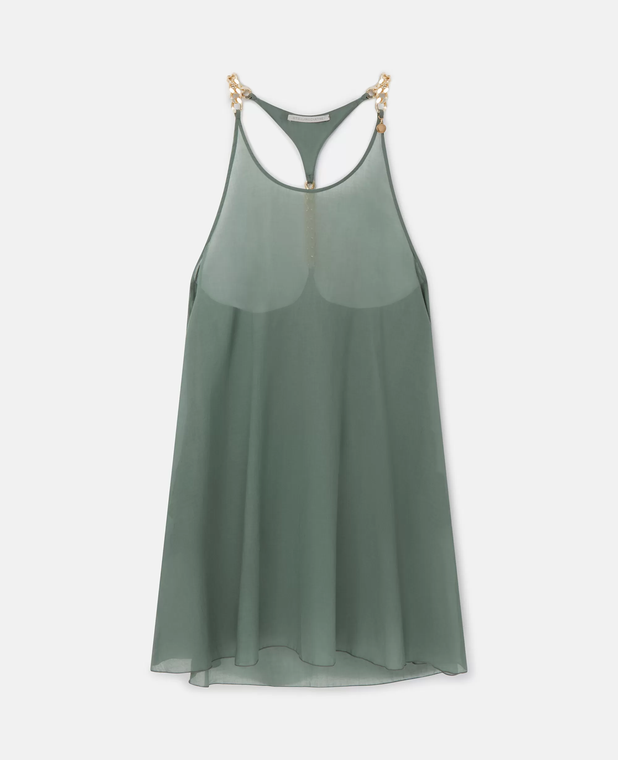 Donna Stella McCartney Costumi Da Bagno>Abito Corto In Cotone Con Iconica Catena