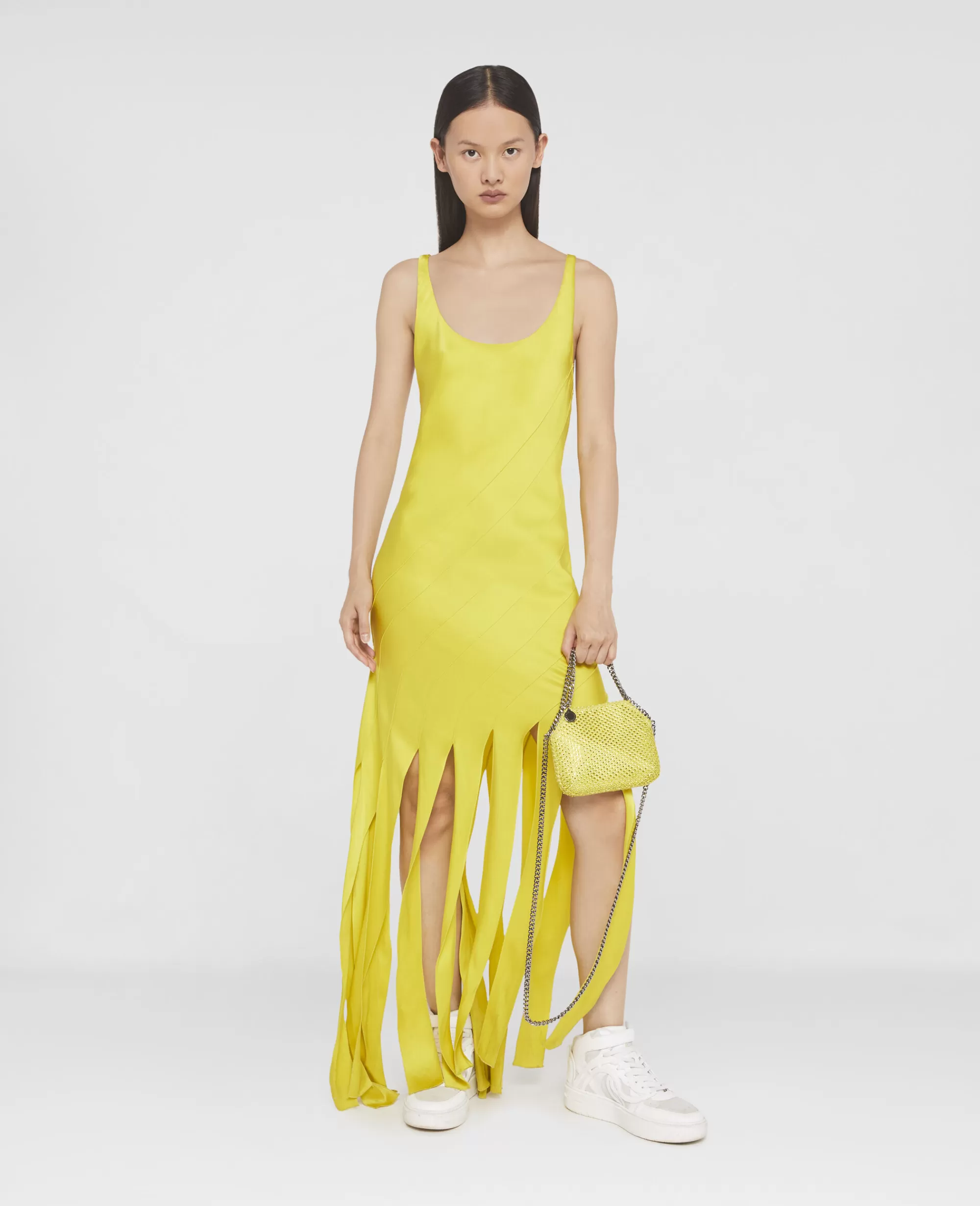 Donna Stella McCartney Abiti>Abito Da Sera In Satin Doppio Con Orlo A Frange