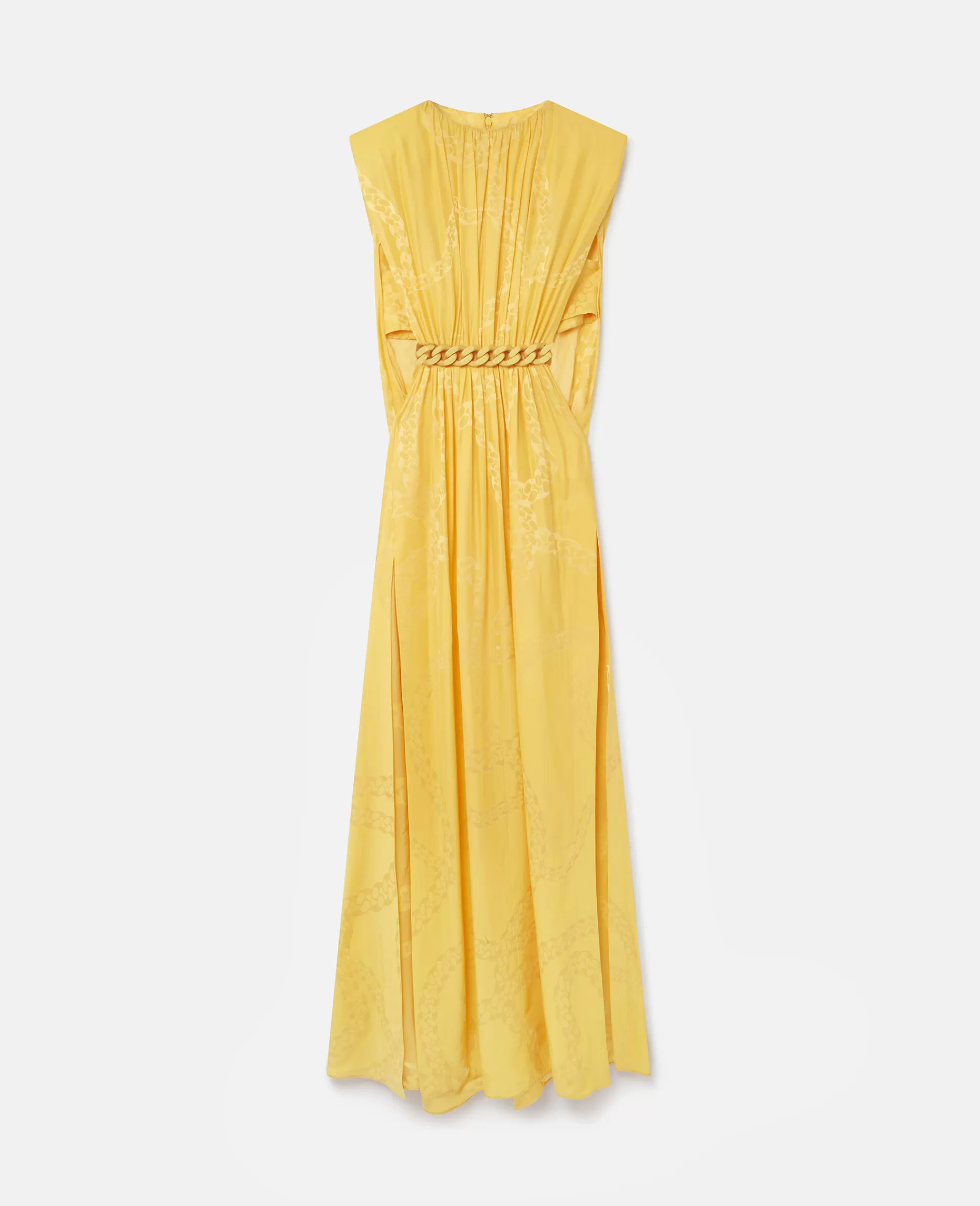 Donna Stella McCartney Abiti>Abito Maxi In Satin Doppio Con Catena Falabella Plissettato Sul Davanti