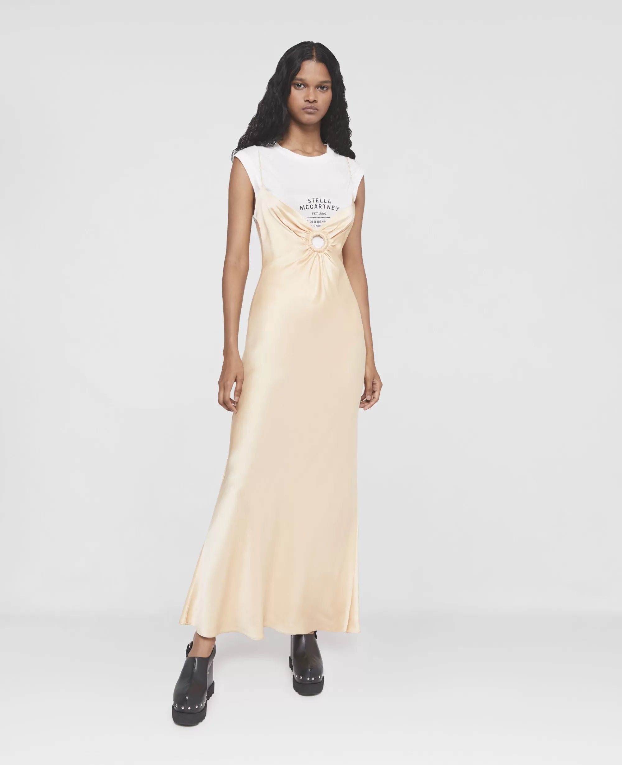 Donna Stella McCartney Abiti>Abito Maxi In Satin Doppio Con Dettaglio Anello