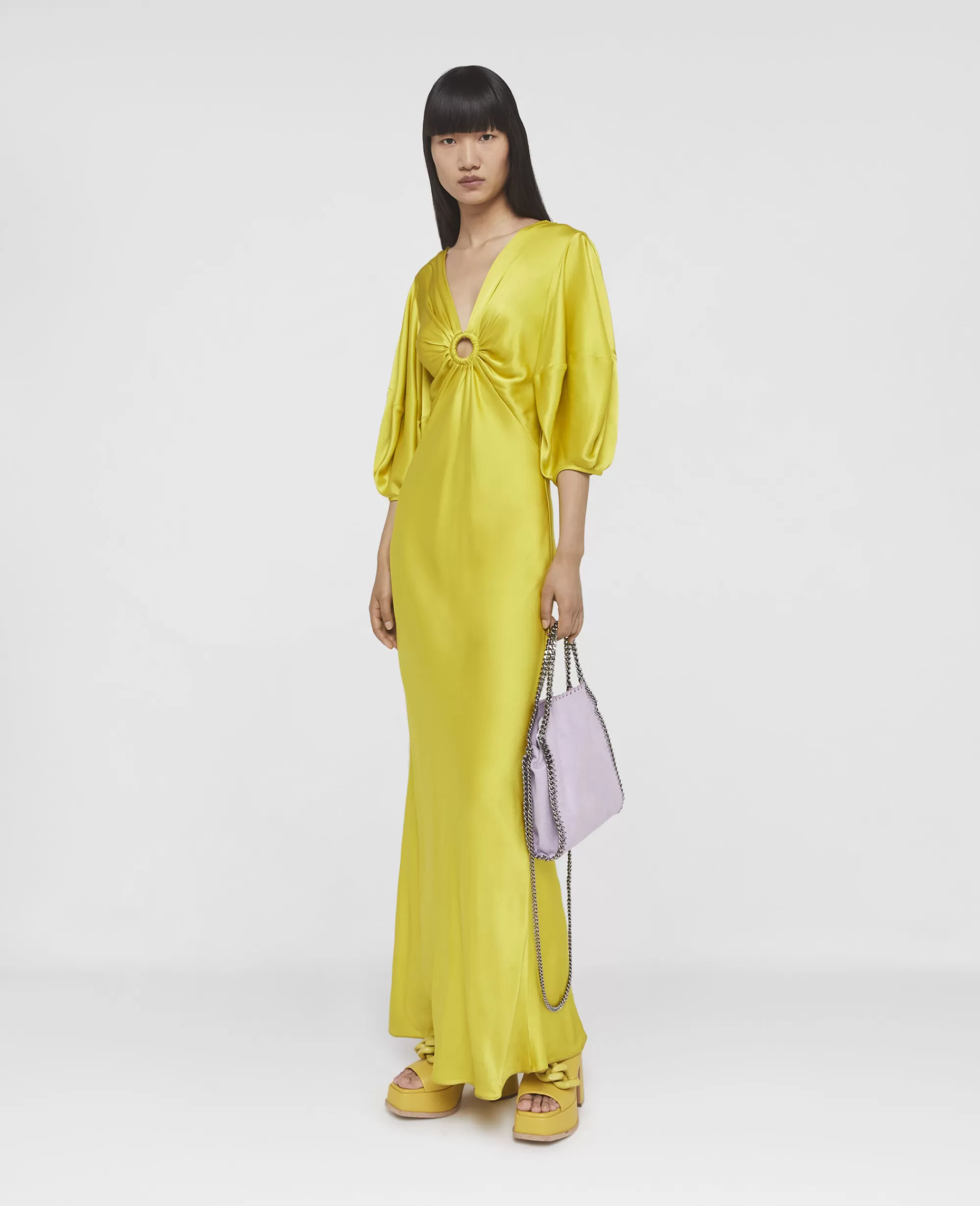 Donna Stella McCartney Abiti>Abito Maxi In Satin Doppio Con Stampa Rewild