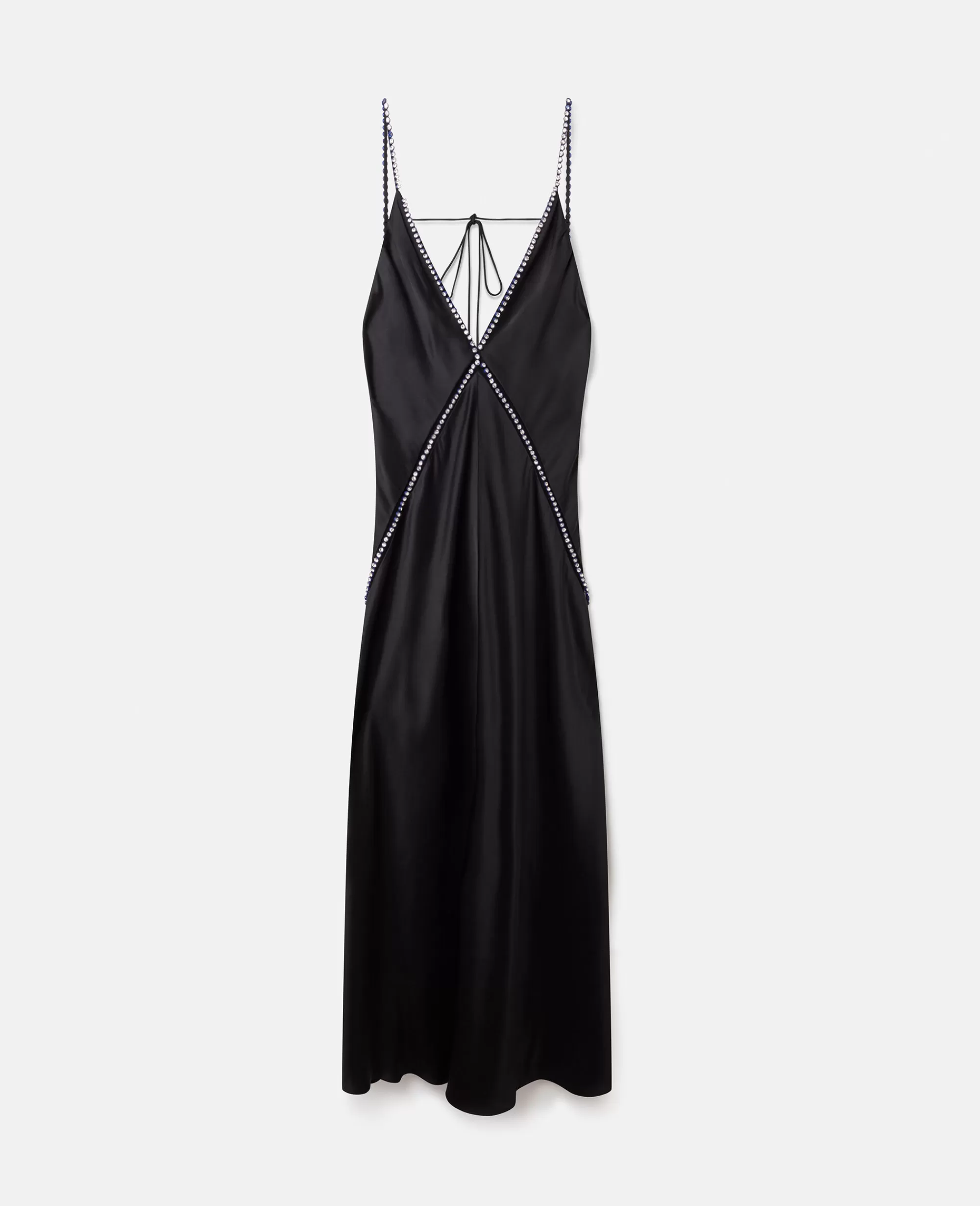 Donna Stella McCartney Abiti>Abito Maxi Svasato In Satin Doppio Con Decori Cristalli