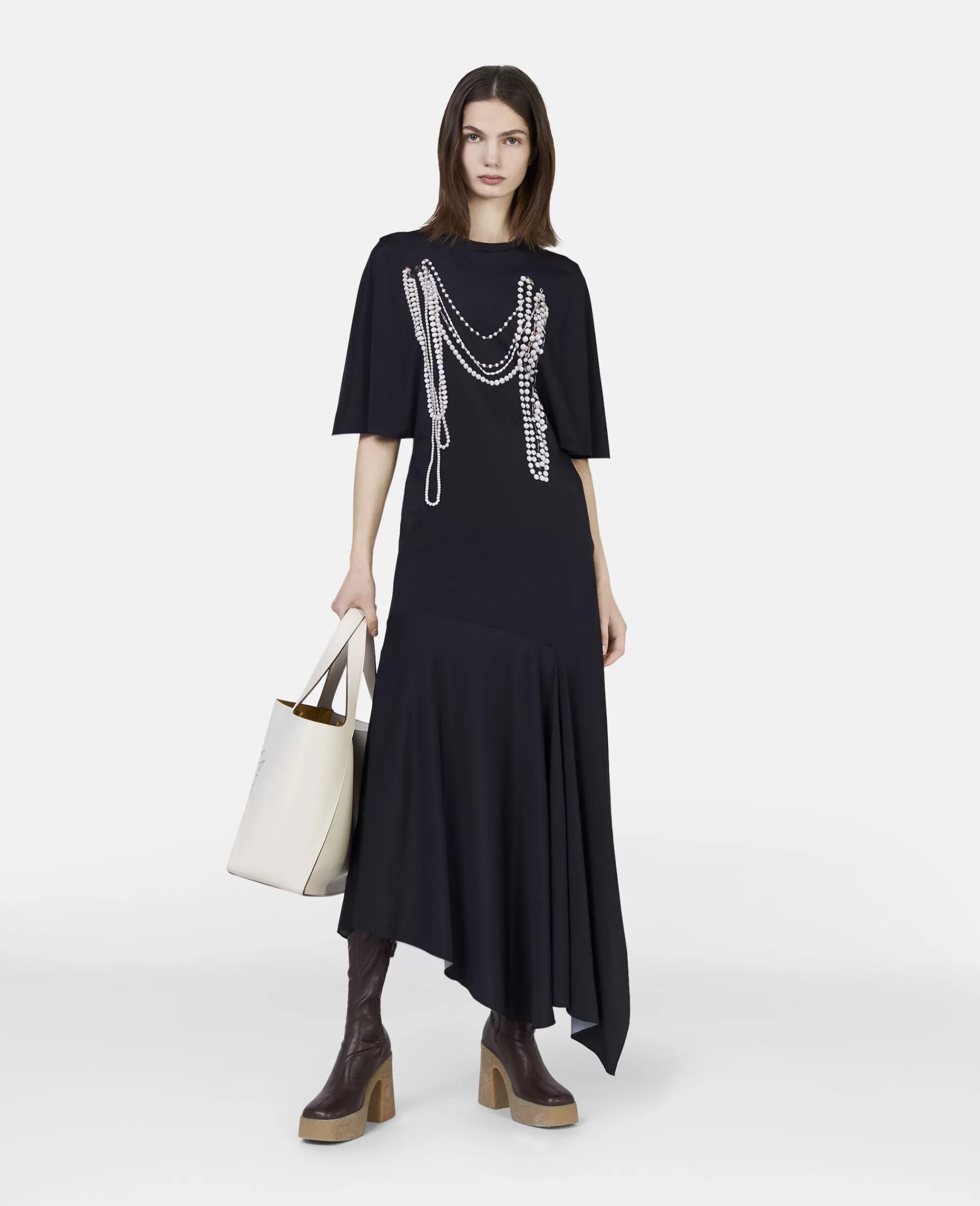 Donna Stella McCartney Abiti>Abito Midi Con Stampa Perle Trompe Loeil