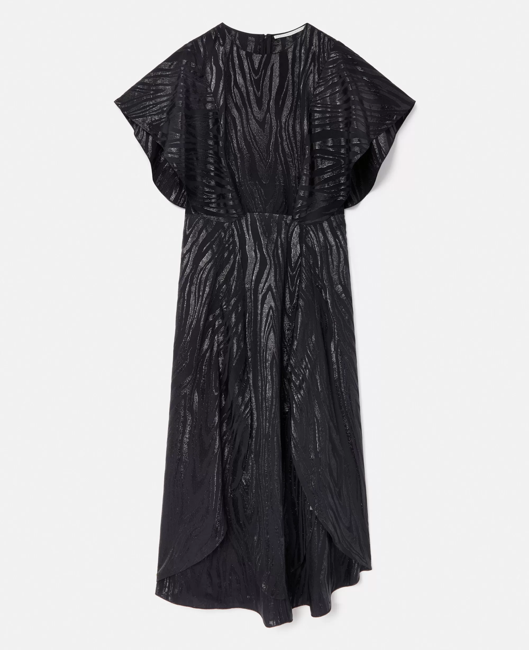 Donna Stella McCartney Abiti>Abito Midi In Lurex Con Stampa Venatura Del Legno