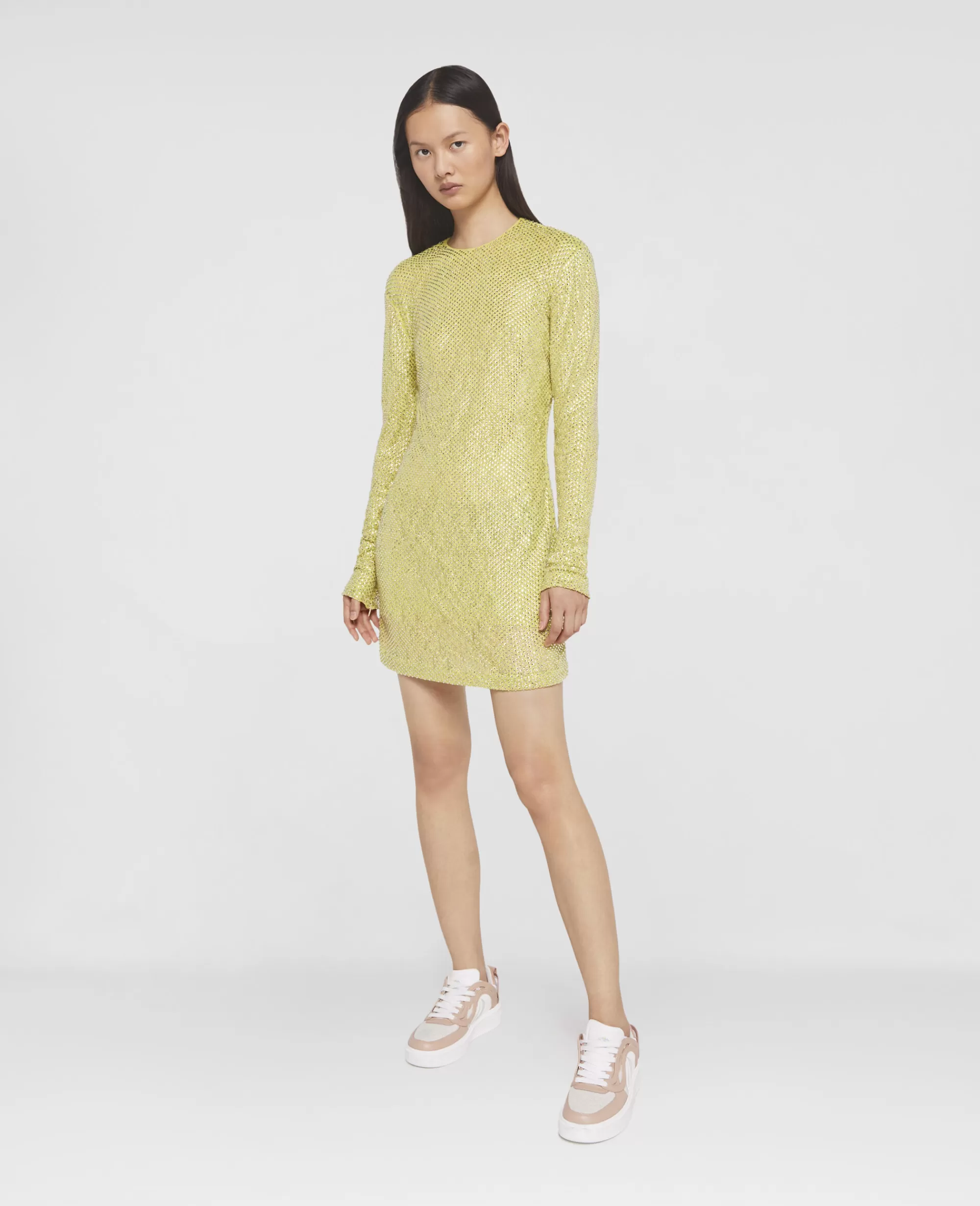 Donna Stella McCartney Abiti>Abito Mini A Maniche Lunghe In Pizzo Con Cristalli