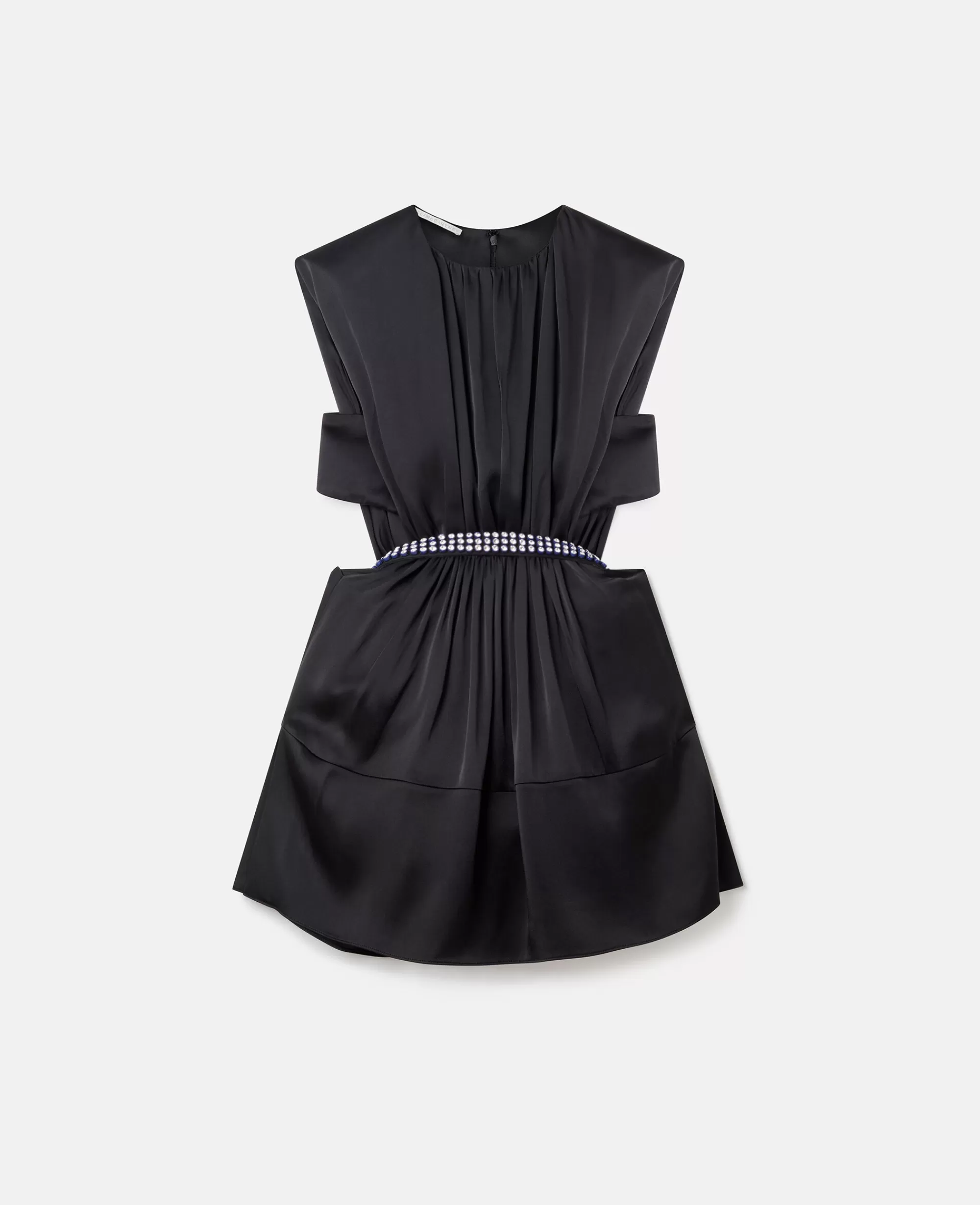 Donna Stella McCartney Abiti>Abito Mini In Satin Doppio Con Cintura Plissettato Sul Davanti