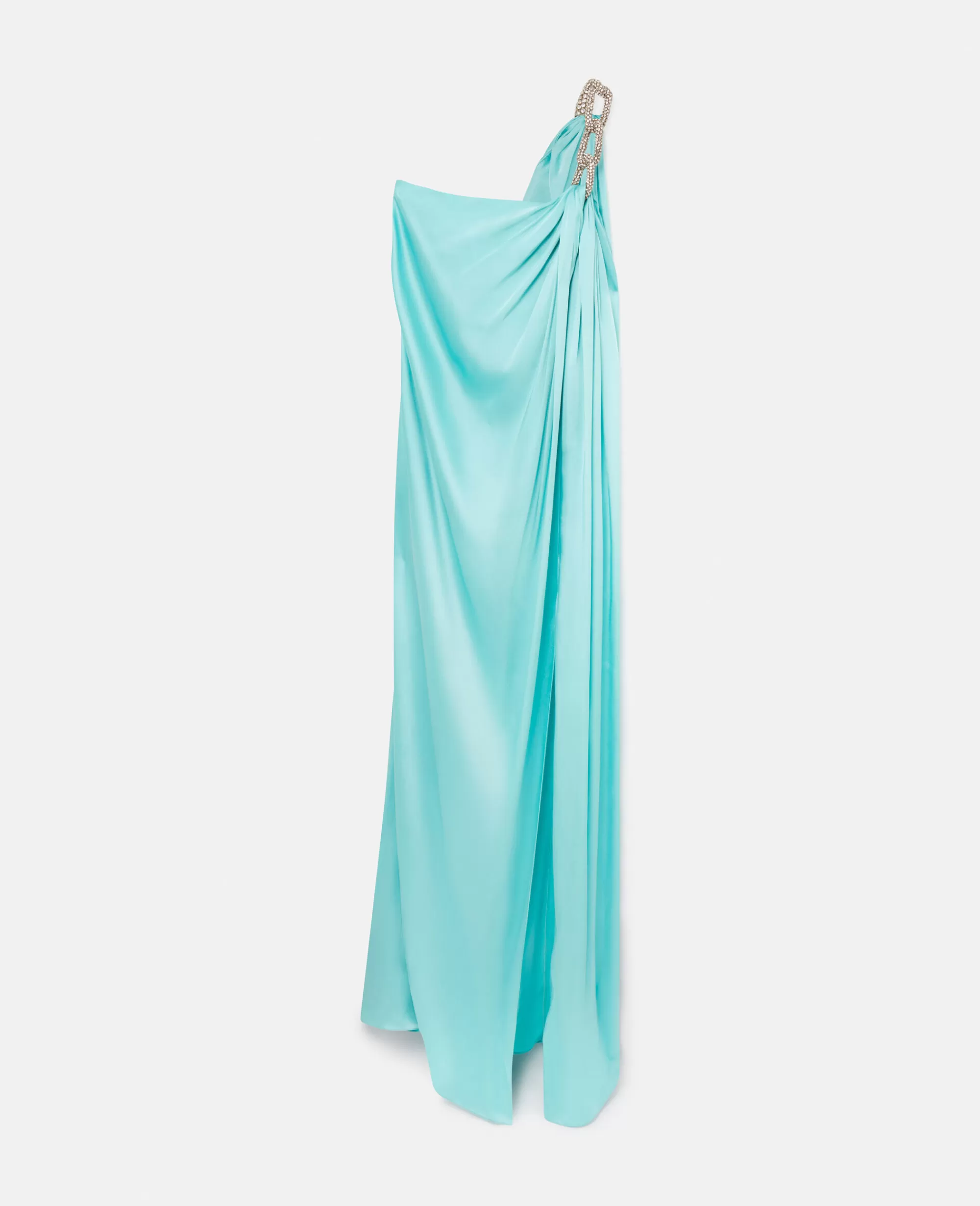 Donna Stella McCartney Abiti>Abito Monospalla In Satin Doppio Con Catena Di Cristalli Falabella