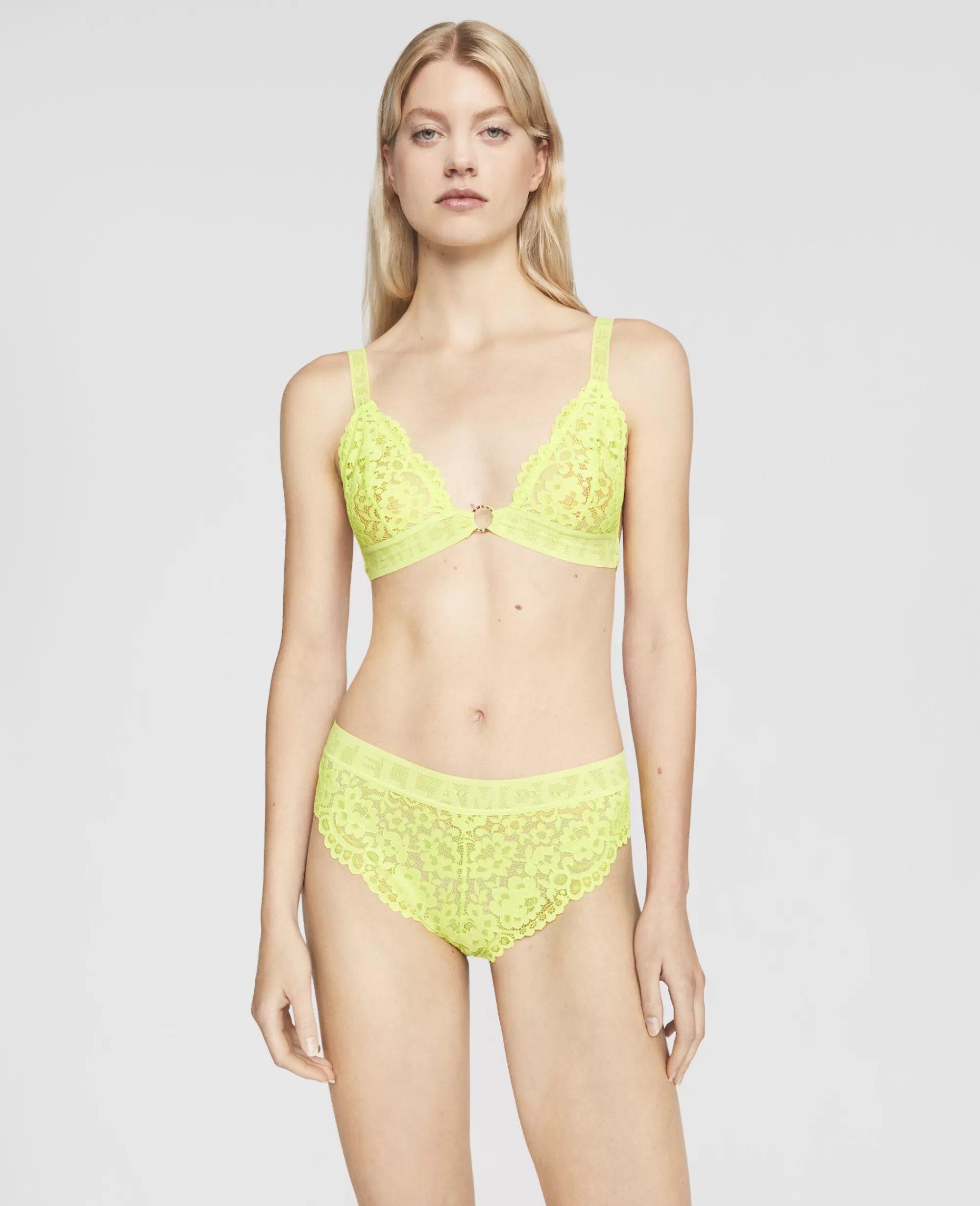 Donna Stella McCartney Lingerie E Sleepwear>Bikini A Vita Alta Sgambato In Pizzo Con Balze