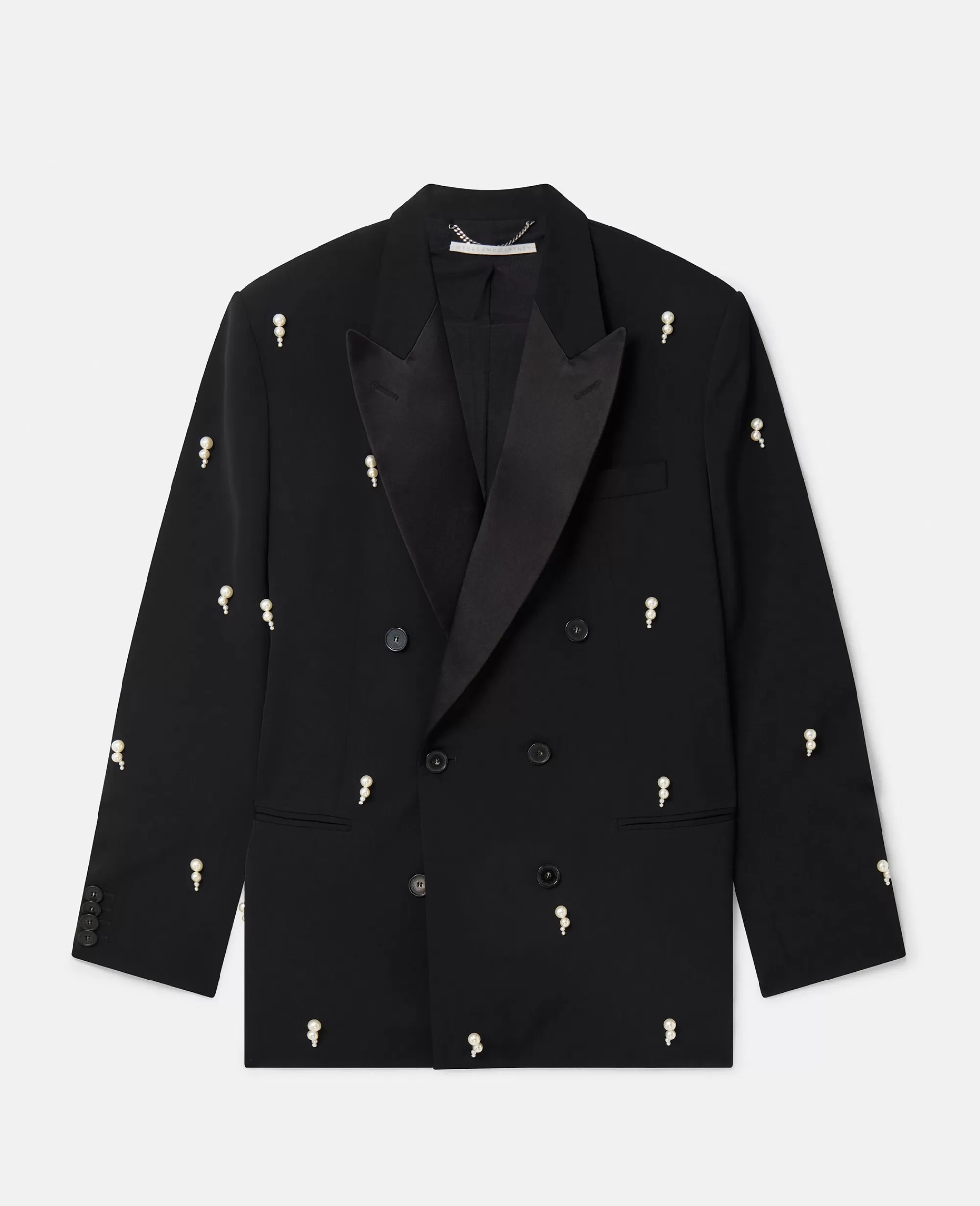 Donna Stella McCartney Giacche E Cappotti>Blazer Doppiopetto Oversize Con Perle Ricamate