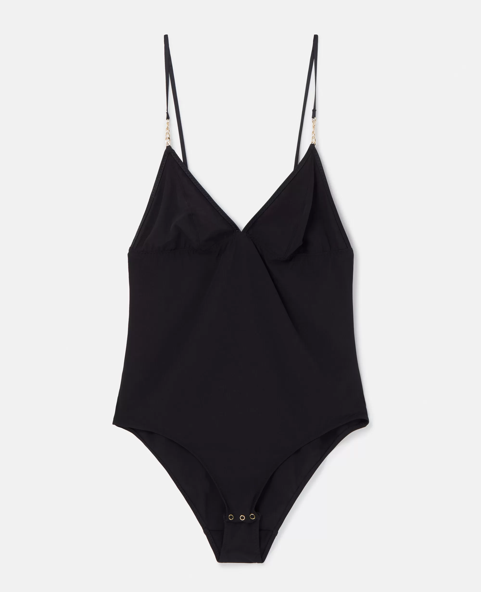 Donna Stella McCartney Lingerie E Sleepwear>Body Sgambato In Chiffon Stretch Con Catena Iconica