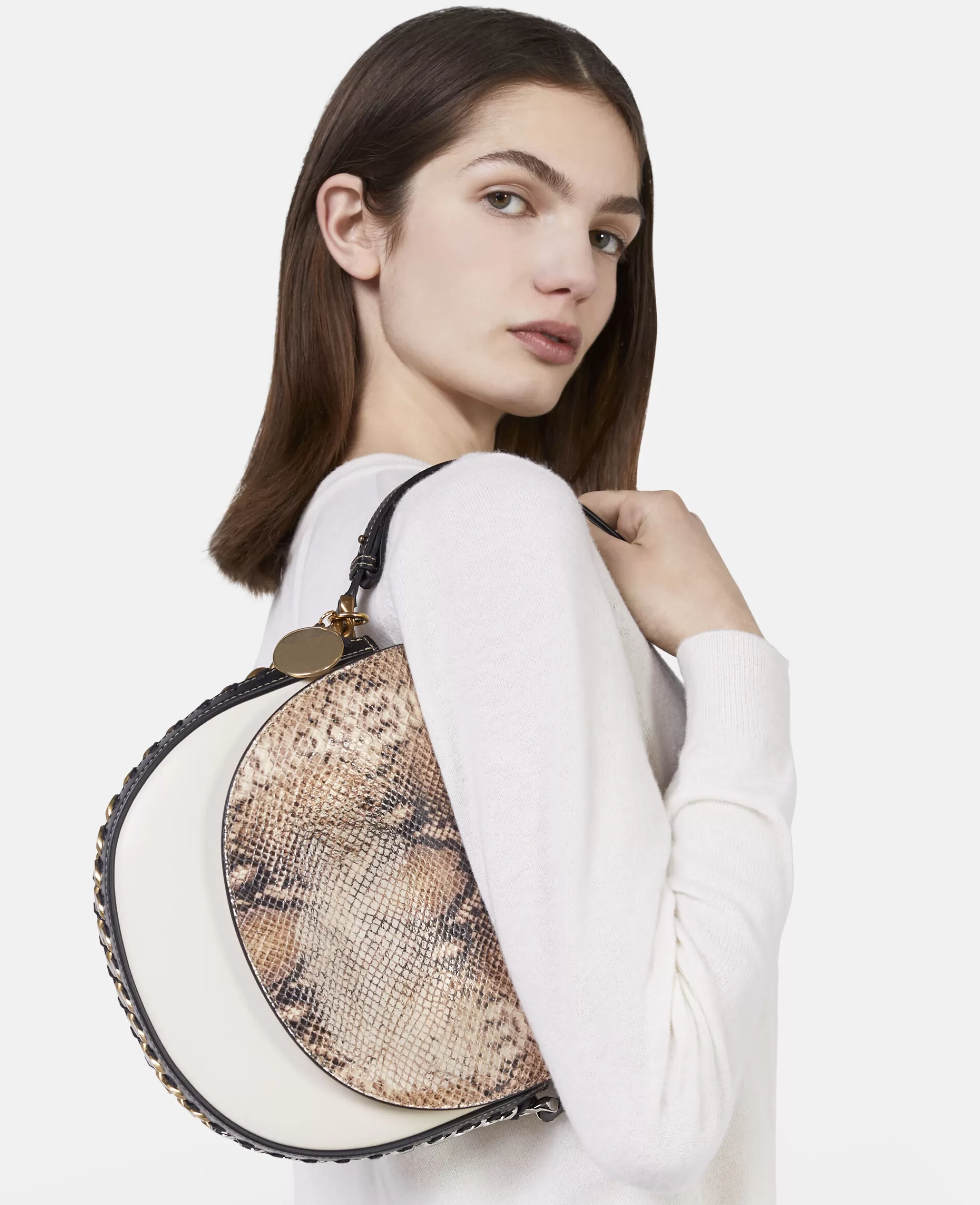 Donna Stella McCartney Borsa Frayme>Borsa A Spalla Con Patta Media In Alter Python Frayme