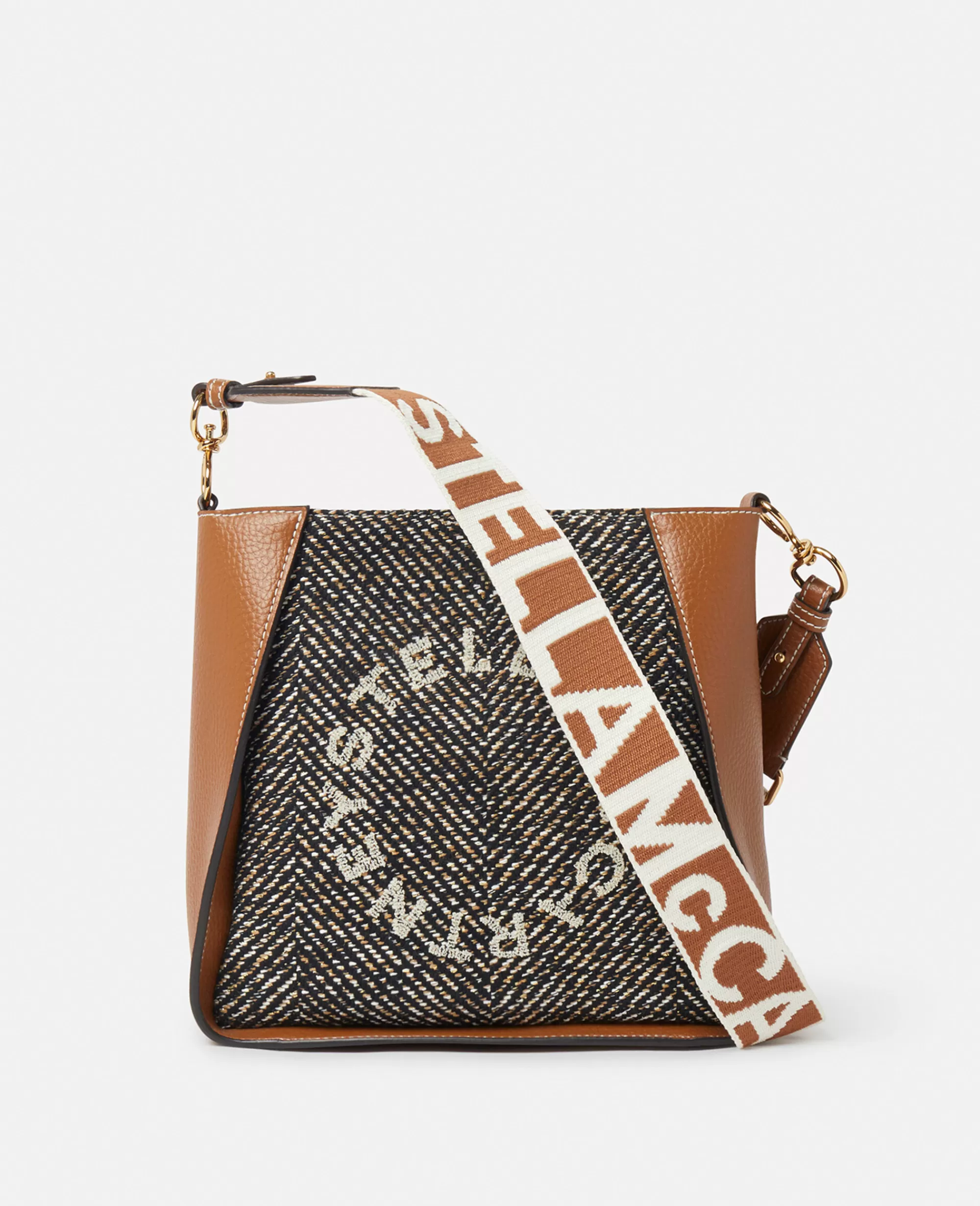Donna Stella McCartney Stella Logo>Borsa A Spalla Con Trama A Spina Di Pesce Stella Logo