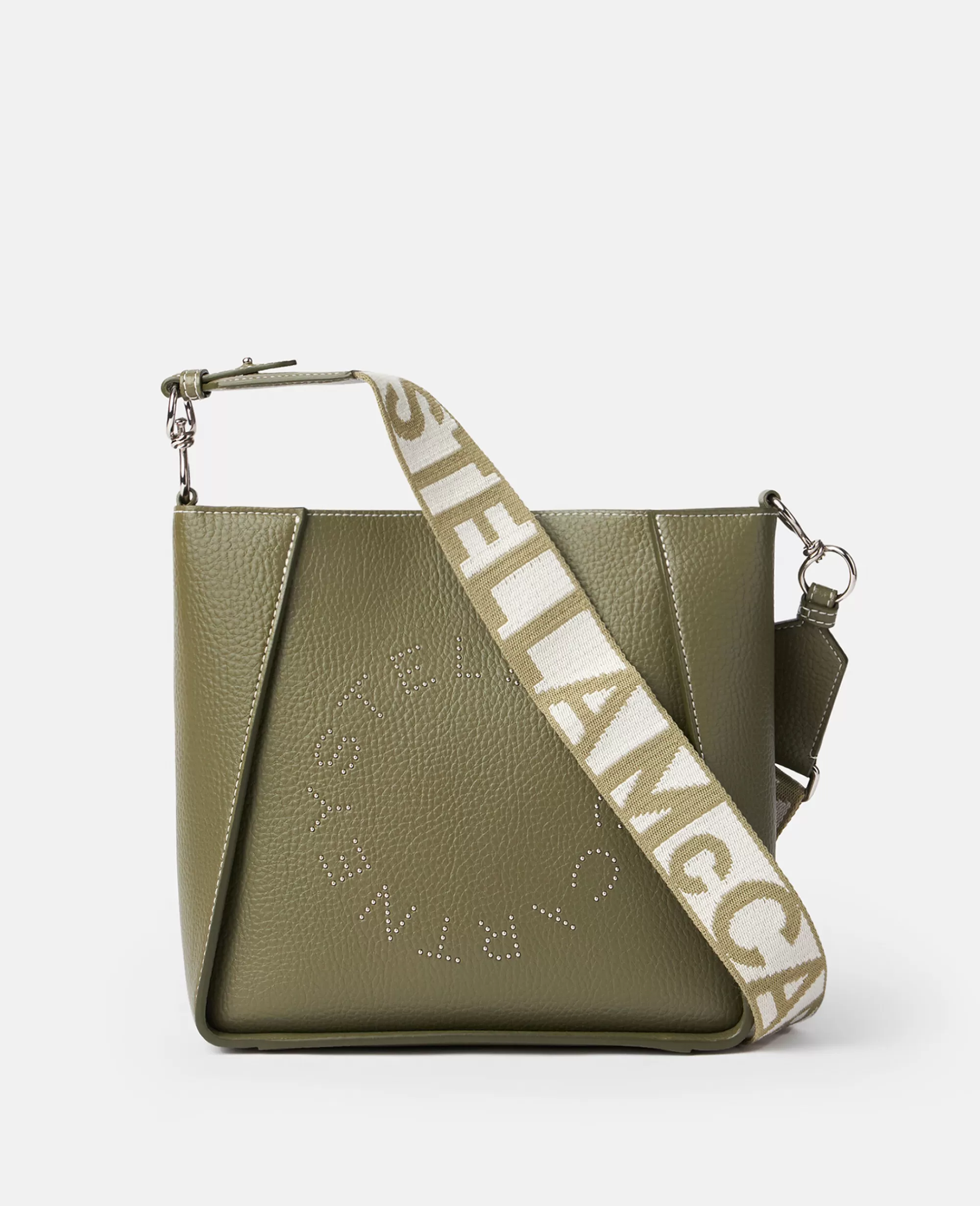 Donna Stella McCartney Stella Logo>Borsa A Spalla In Alter Mat Zigrinato Con Borchie Logo