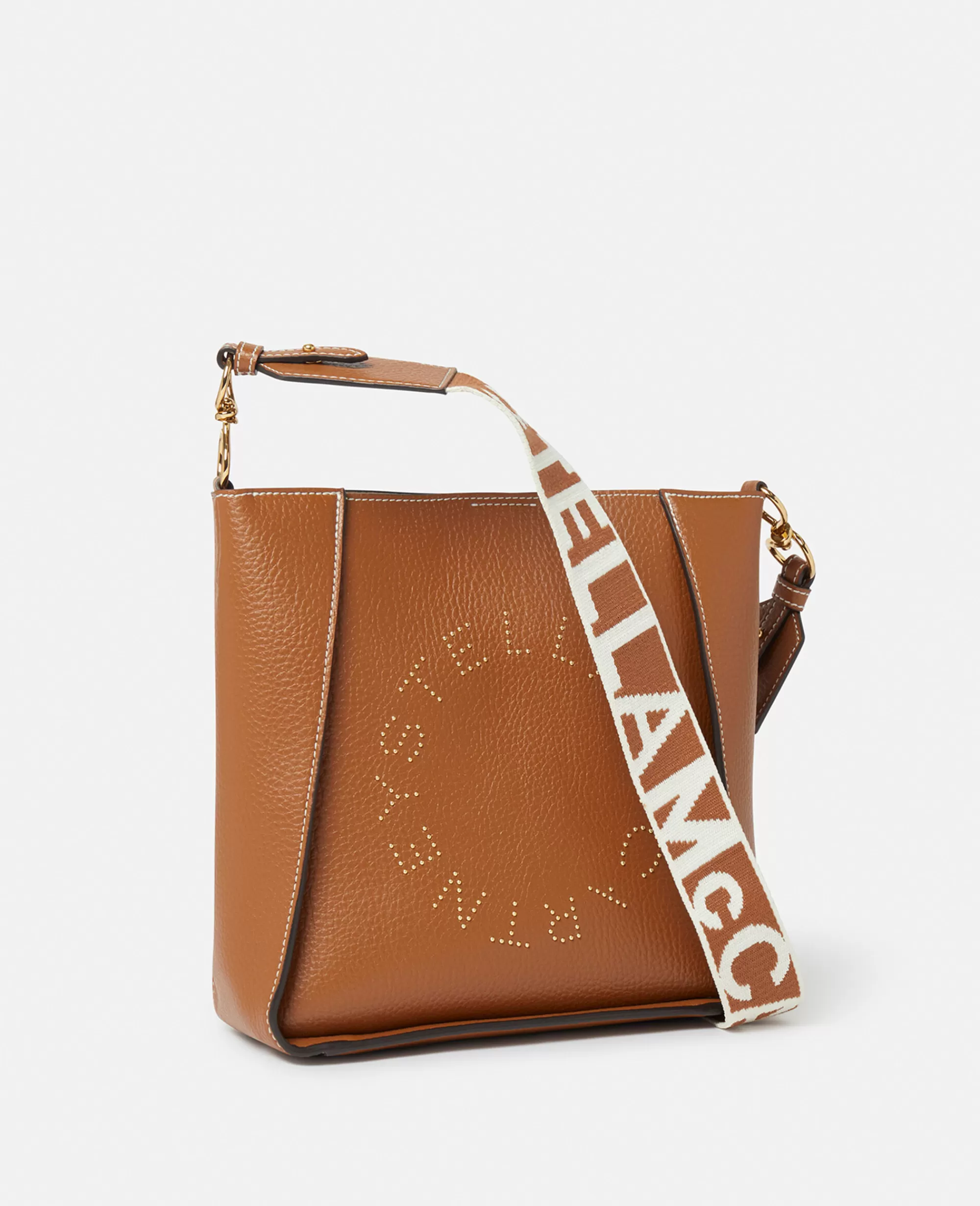 Donna Stella McCartney Stella Logo>Borsa A Spalla In Alter Mat Zigrinato Con Borchie Logo