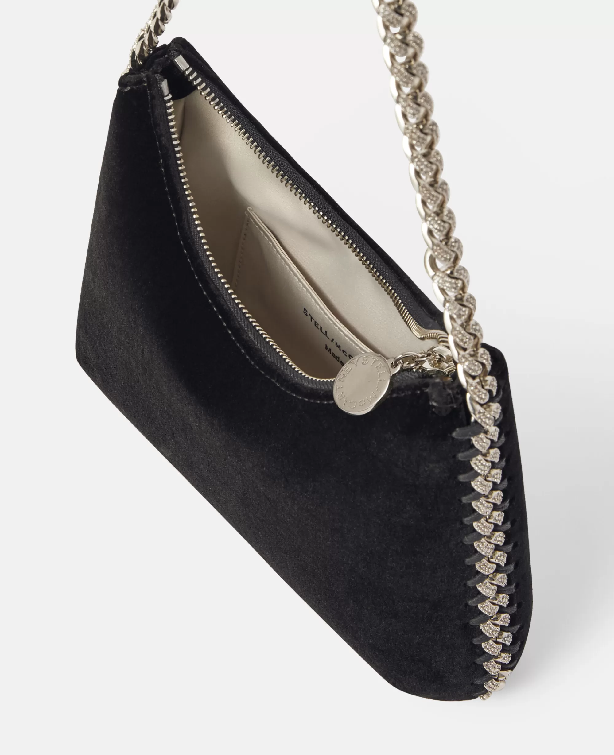 Donna Stella McCartney L'Iconica Falabella>Borsa A Spalla Mini Falabella In Velluto Con Catena Con Cristalli