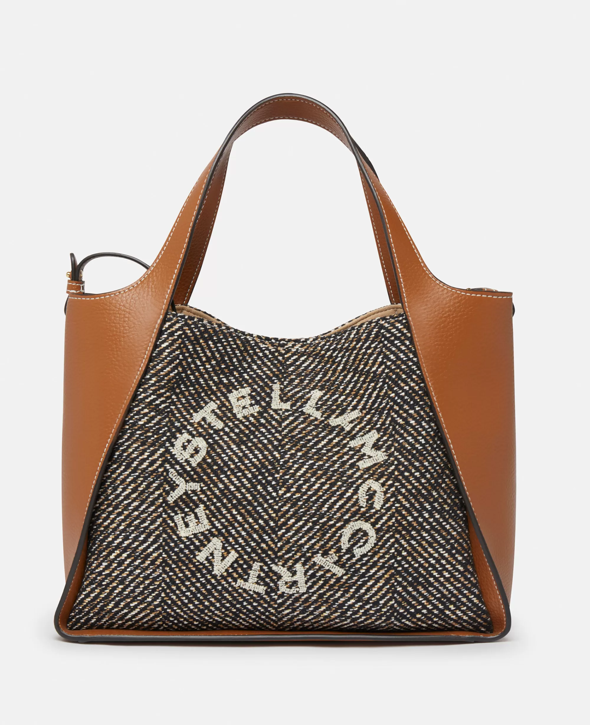 Donna Stella McCartney Stella Logo>Borsa A Tracolla Con Trama A Spina Di Pesce Stella Logo