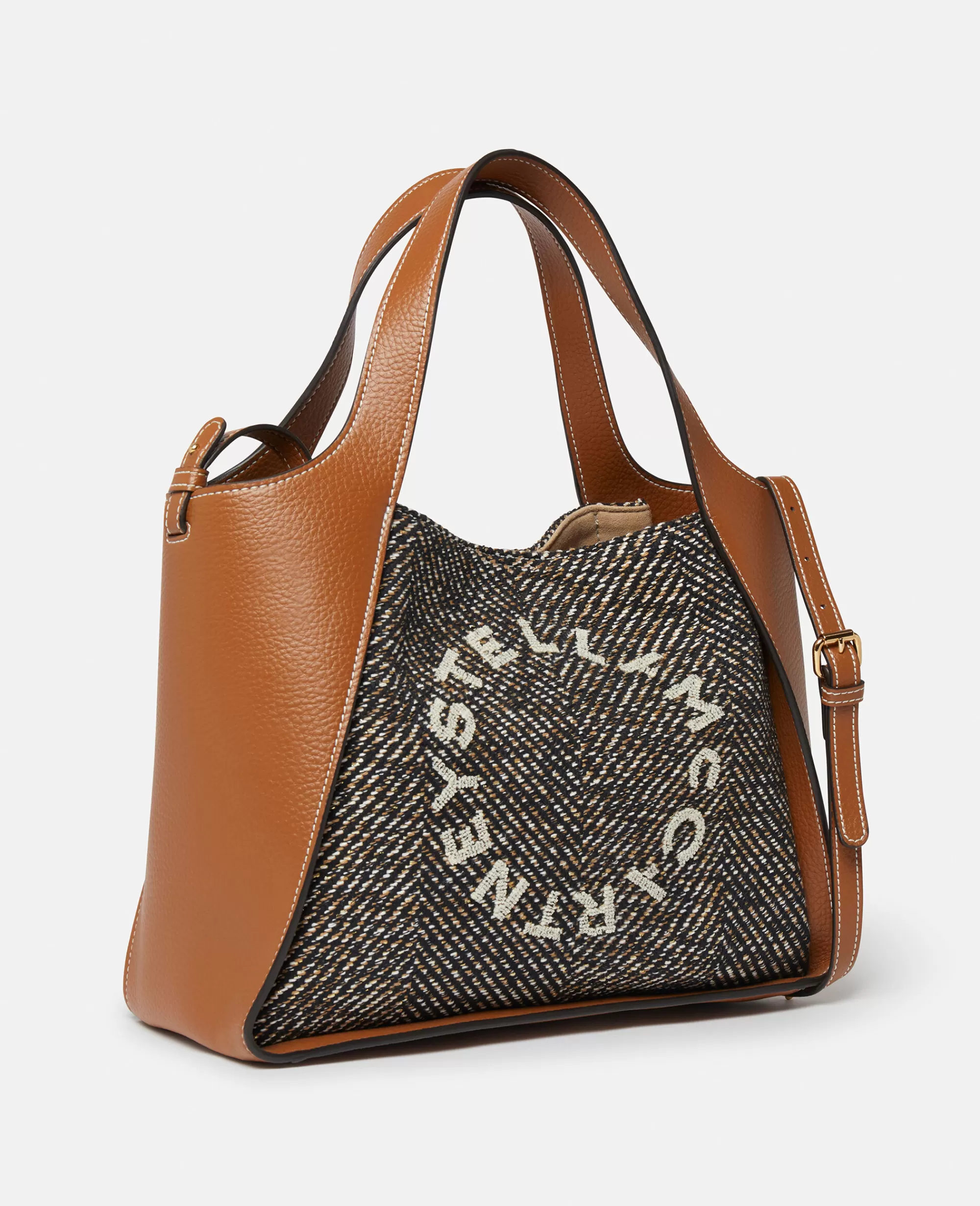 Donna Stella McCartney Stella Logo>Borsa A Tracolla Con Trama A Spina Di Pesce Stella Logo