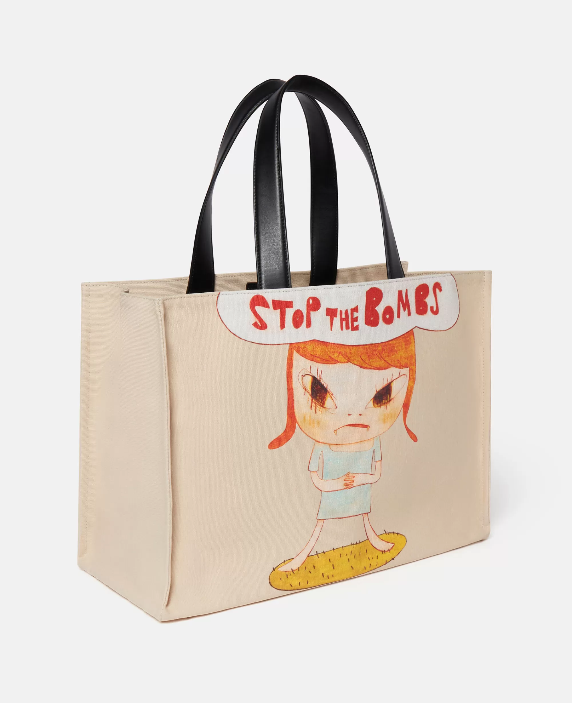 Unisex Stella McCartney Borse>Borsa Tote In Tela Di Cotone Con Stampa Stop The Bombs
