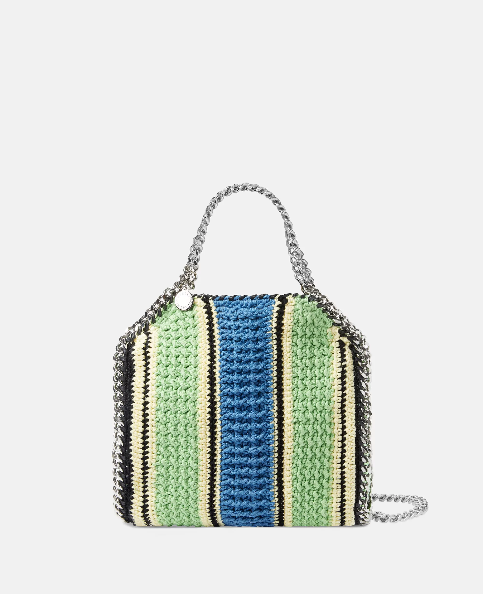 Donna Stella McCartney L'Iconica Falabella>Borsa Tote Mini Falabella In Cotone A Righe All'Uncinetto