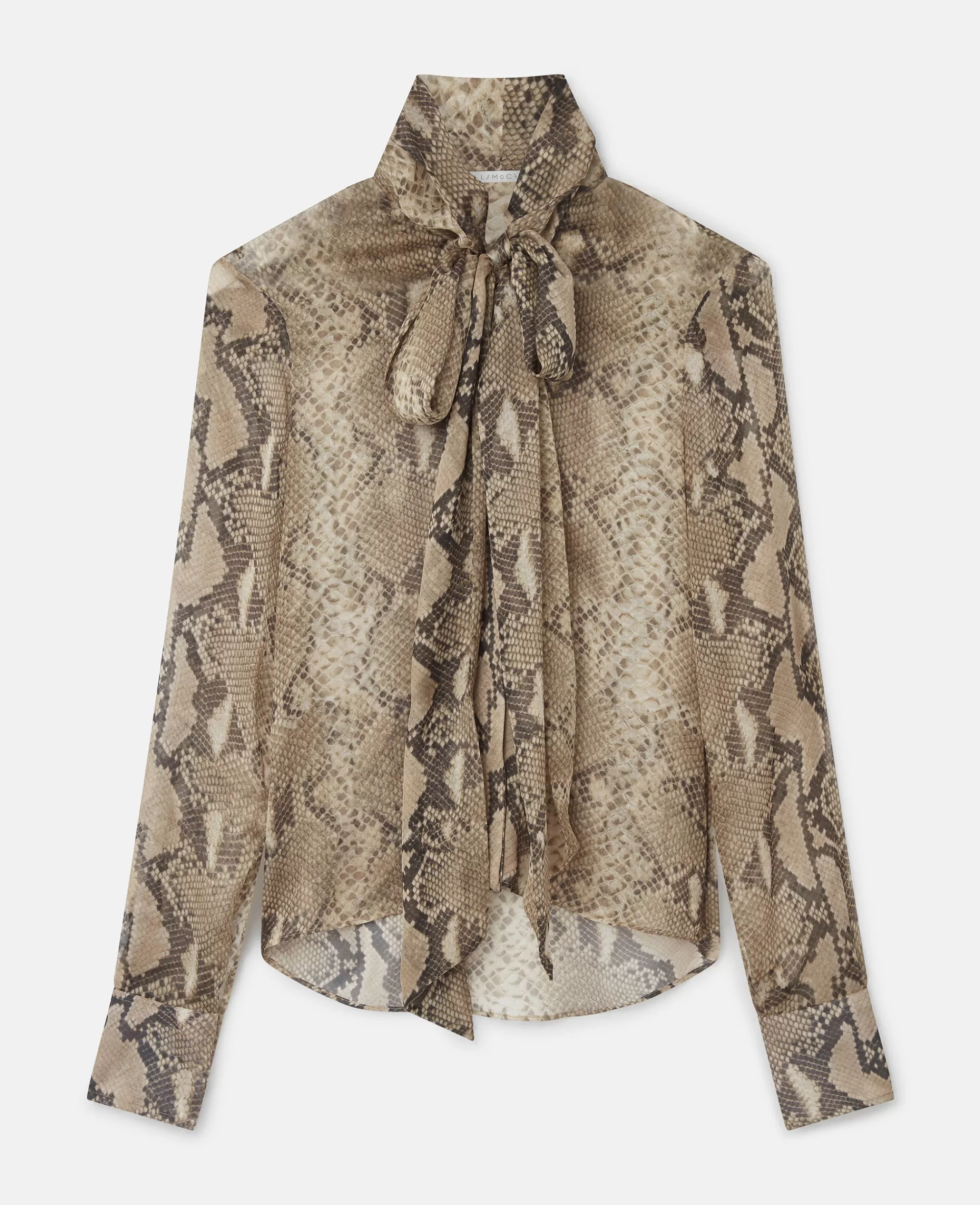 Donna Stella McCartney Camicie E Top>Camicia Con Fiocco In Chiffon Di Seta Con Stampa Pitone