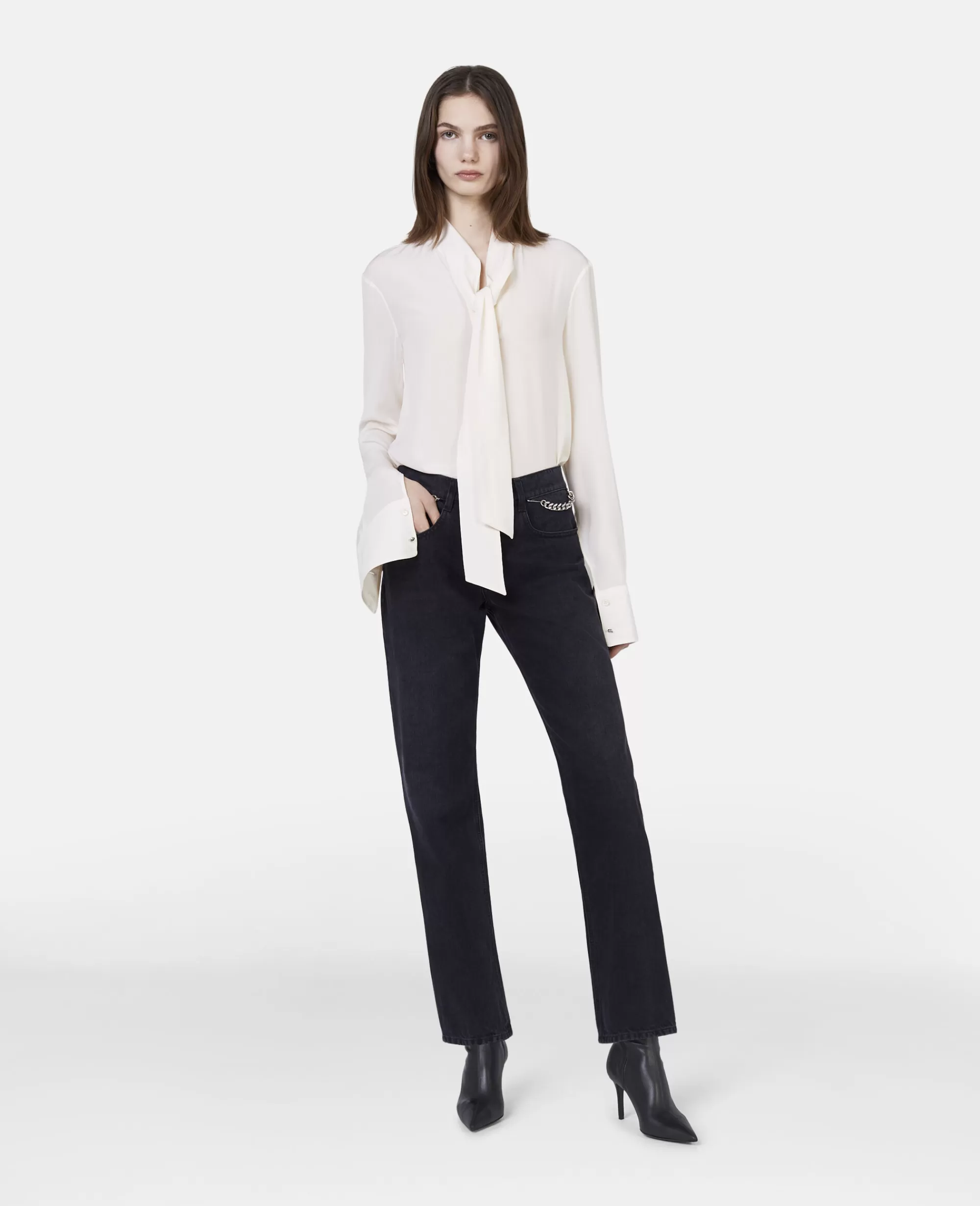 Donna Stella McCartney Camicie E Top>Camicia Con Fiocco In Crepe De Chine Di Seta