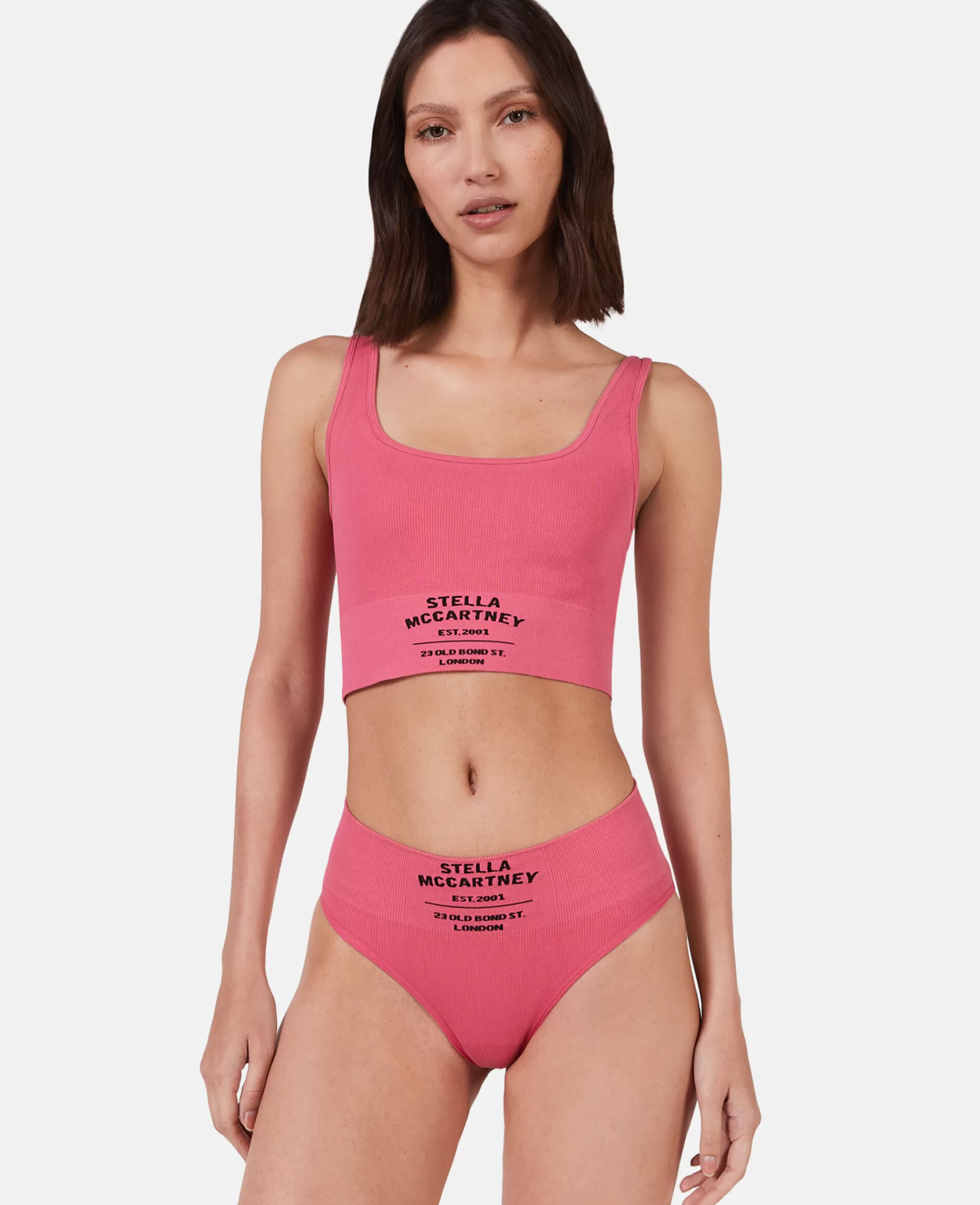 Donna Stella McCartney Lingerie E Sleepwear>Canotta Corta Con Logo In Maglia A Coste