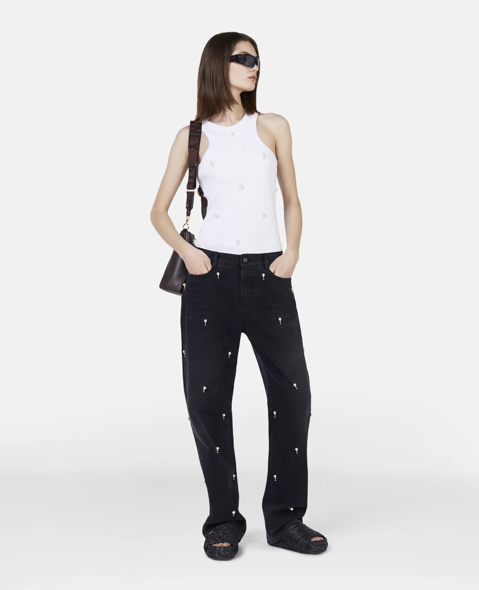 Donna Stella McCartney Camicie E Top>Canotta Racerfront Con Perle Ricamate