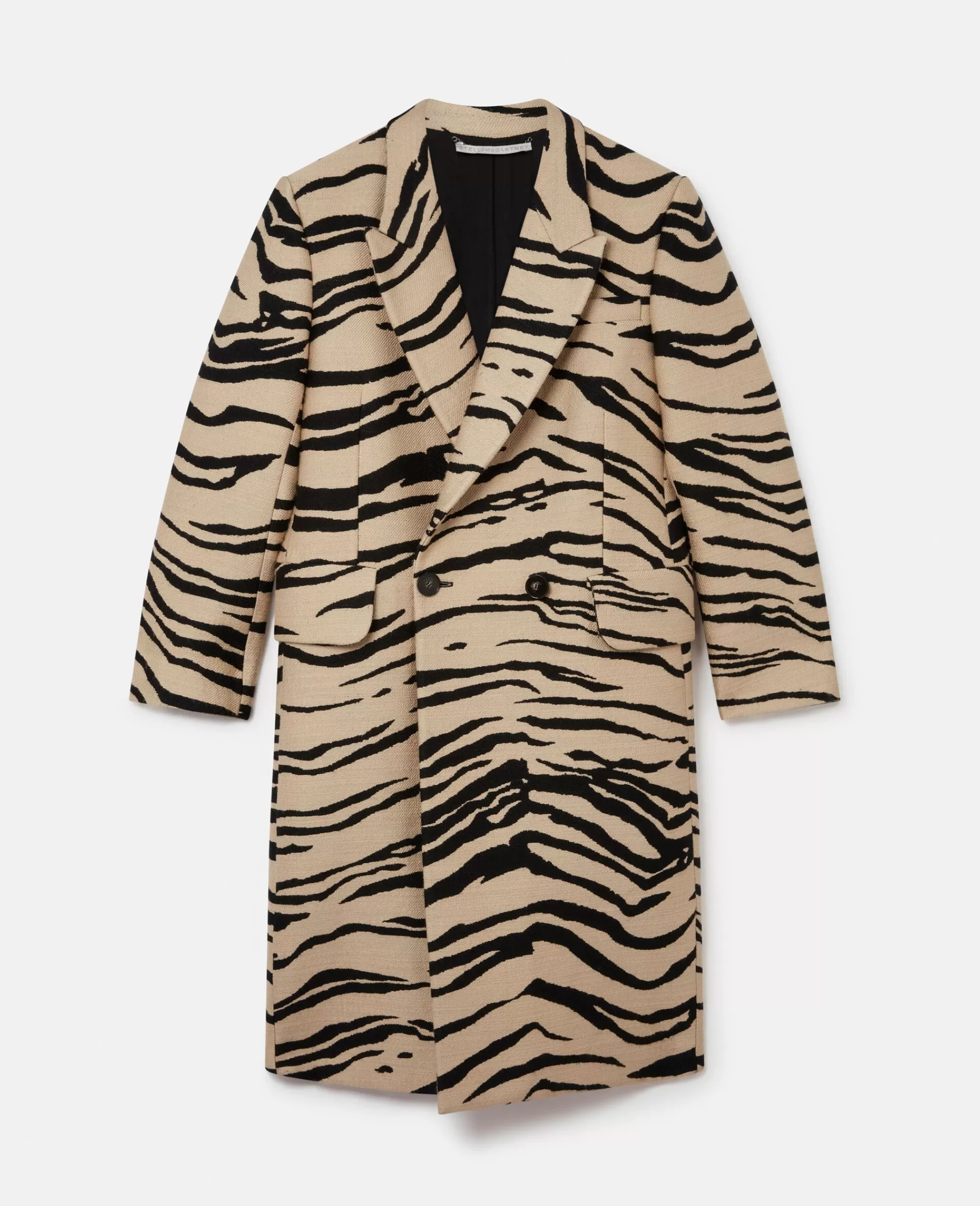 Donna Stella McCartney Giacche E Cappotti>Cappotto Doppiopetto Con Stampa Tigre