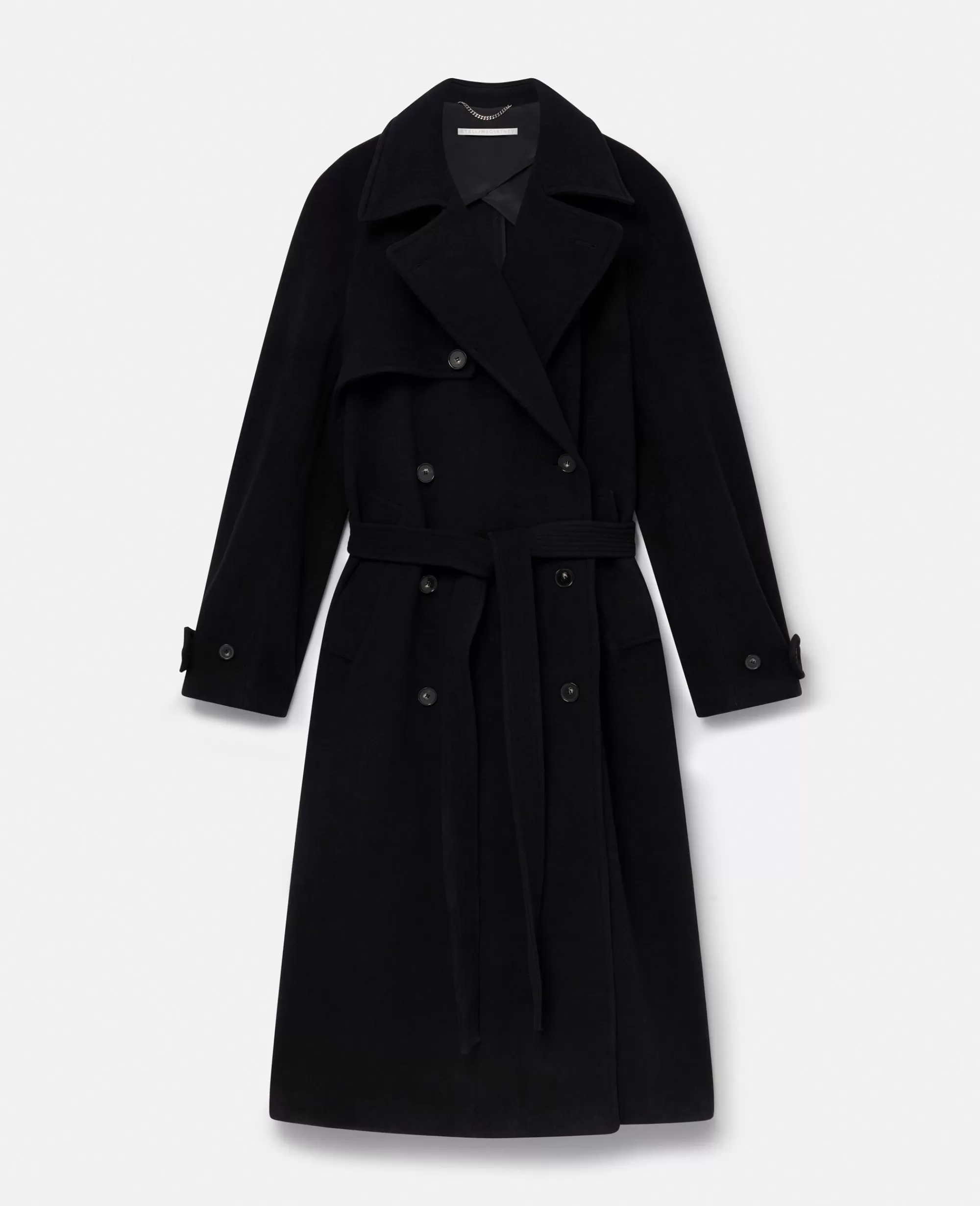 Donna Stella McCartney Giacche E Cappotti>Cappotto Lungo Con Cintura E Maniche Larghe E Arrotondate