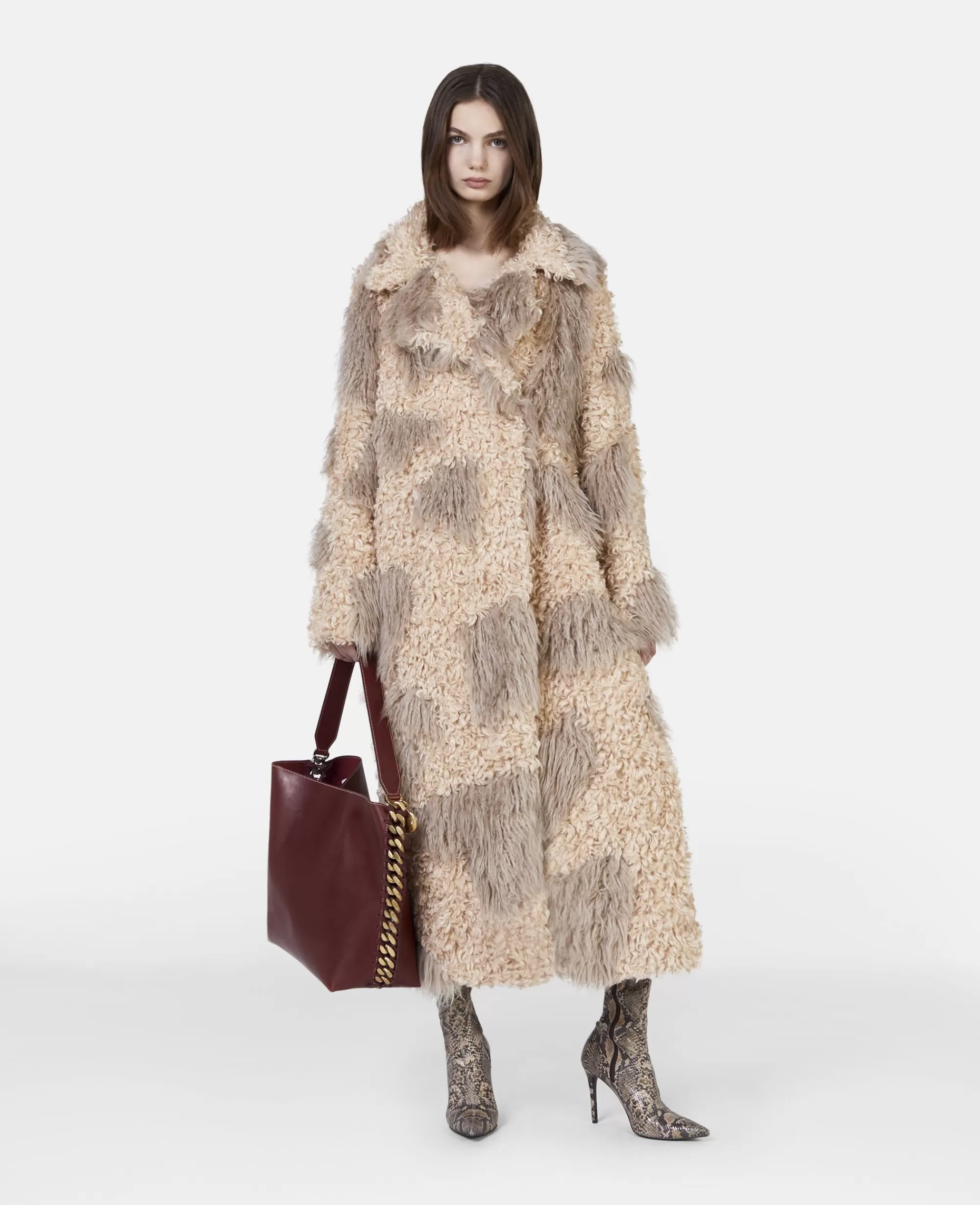 Donna Stella McCartney Giacche E Cappotti>Cappotto Teddy Lungo Corteccia Degli Alberi