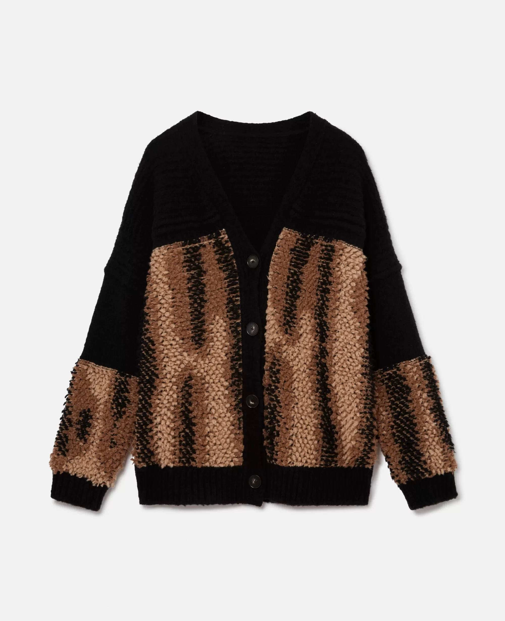 Donna Stella McCartney Maglieria>Cardigan In Maglia Testurizzata Con Pannelli Furfreefur