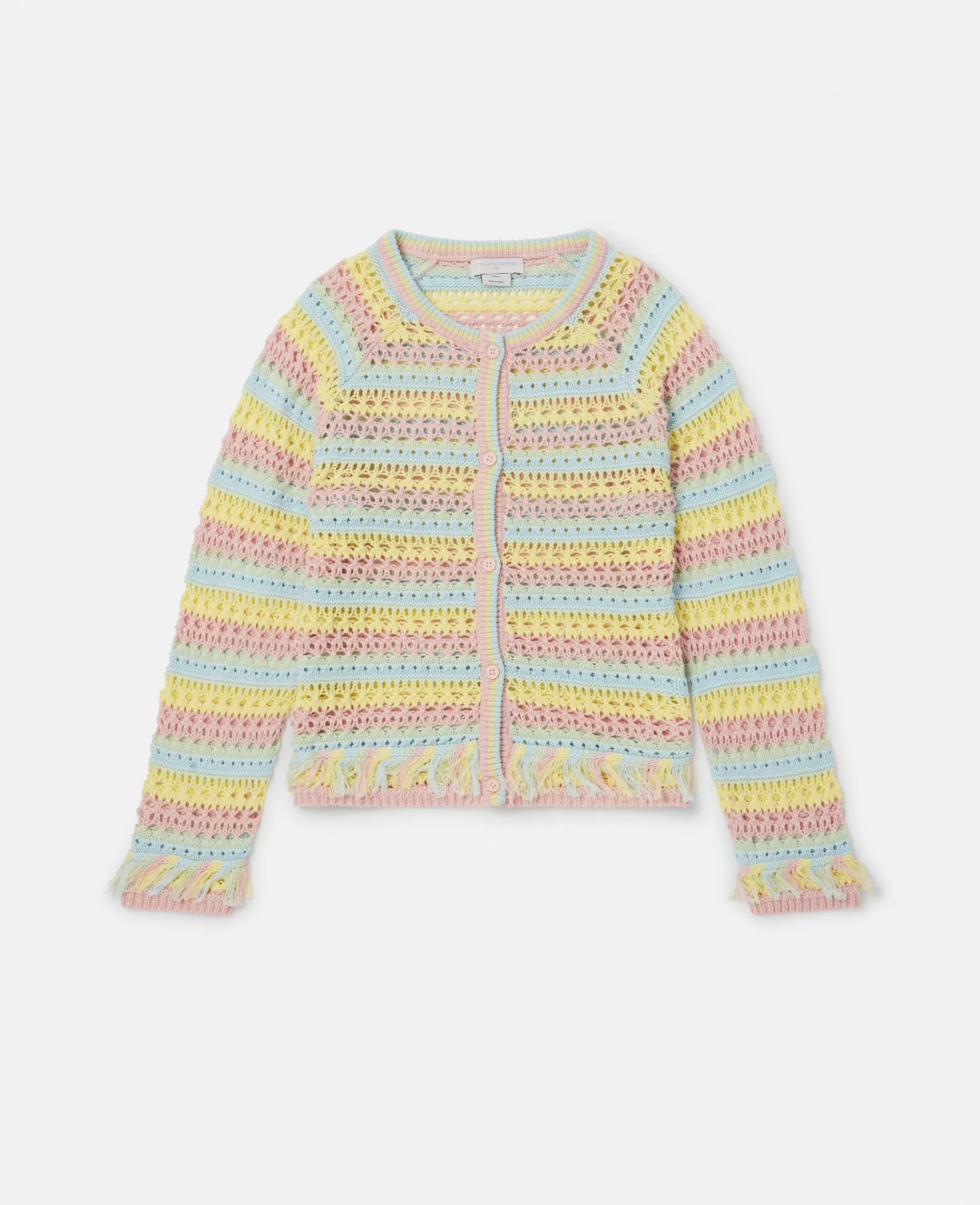 Bambini Stella McCartney T-Shirt>Cardigan Uncinetto A Strisce Arcobaleno Pastello