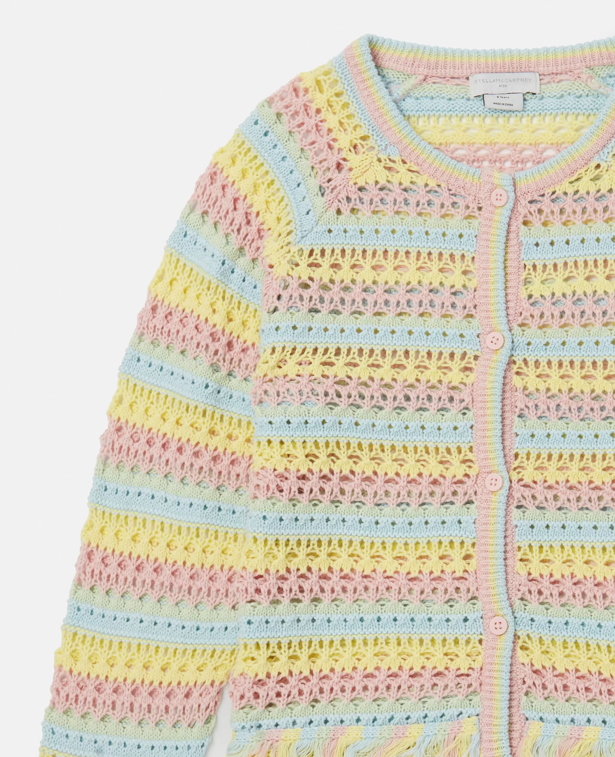 Bambini Stella McCartney T-Shirt>Cardigan Uncinetto A Strisce Arcobaleno Pastello