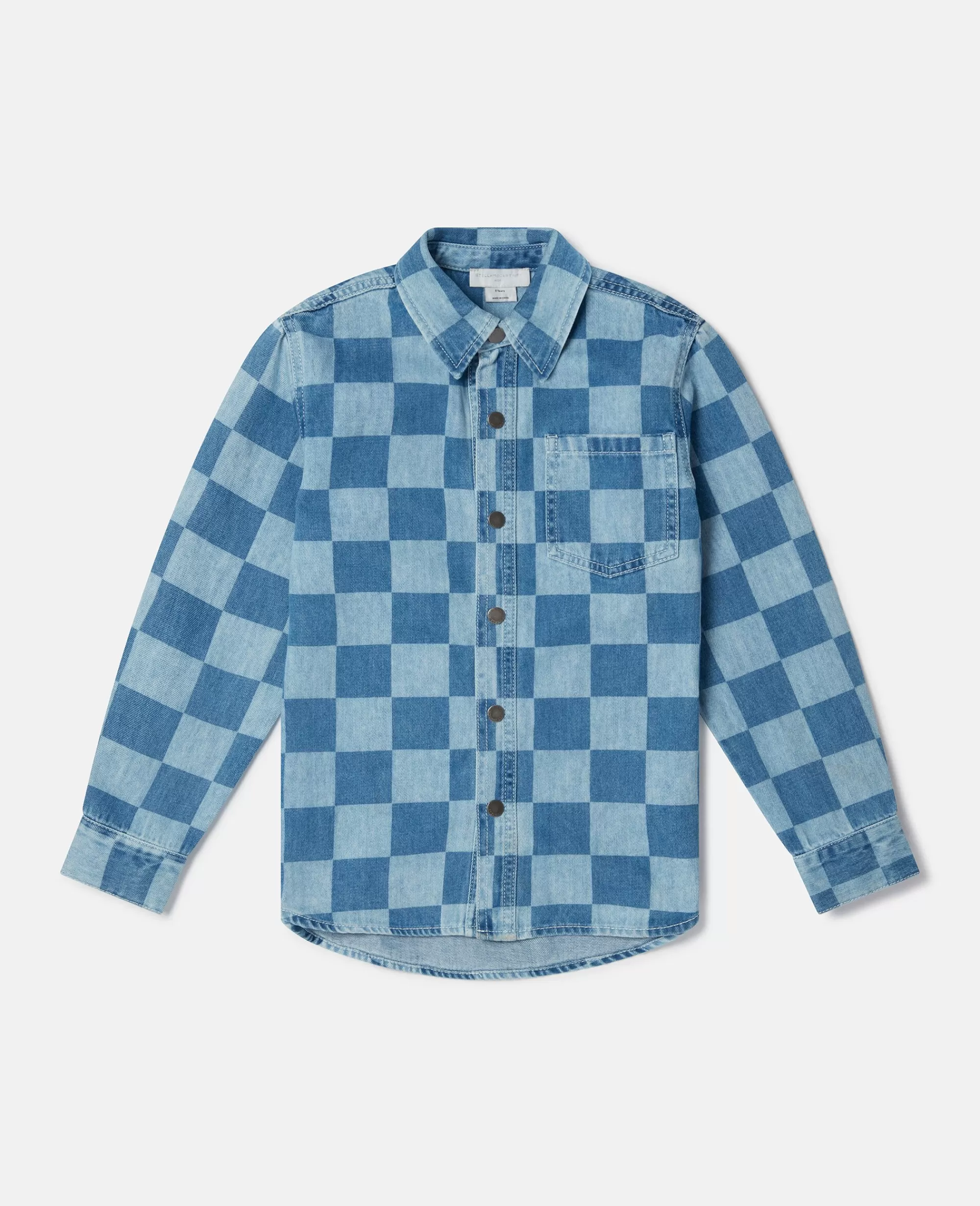 Bambini Stella McCartney T-Shirt>Checkerboard Print Denim Shirt