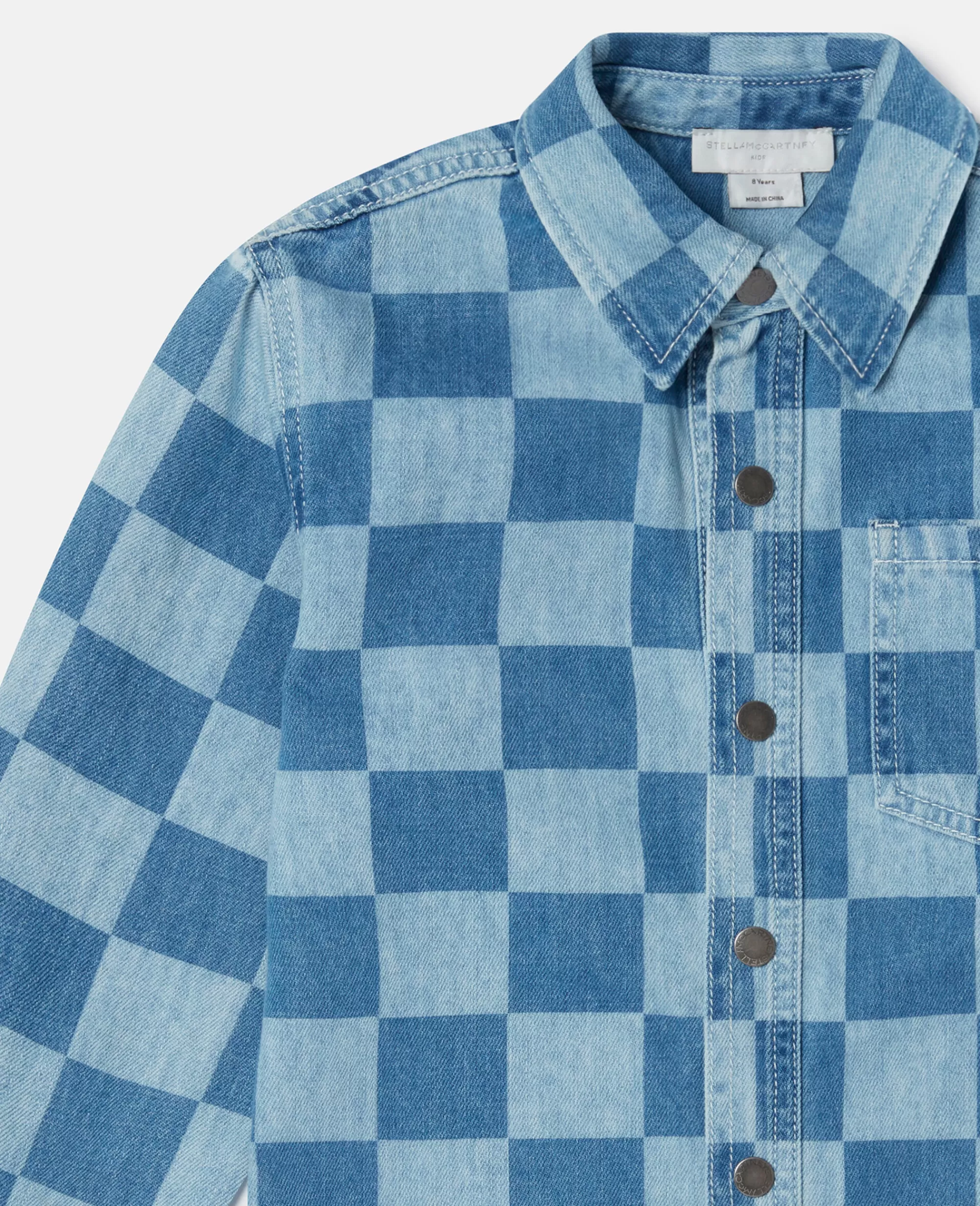 Bambini Stella McCartney T-Shirt>Checkerboard Print Denim Shirt