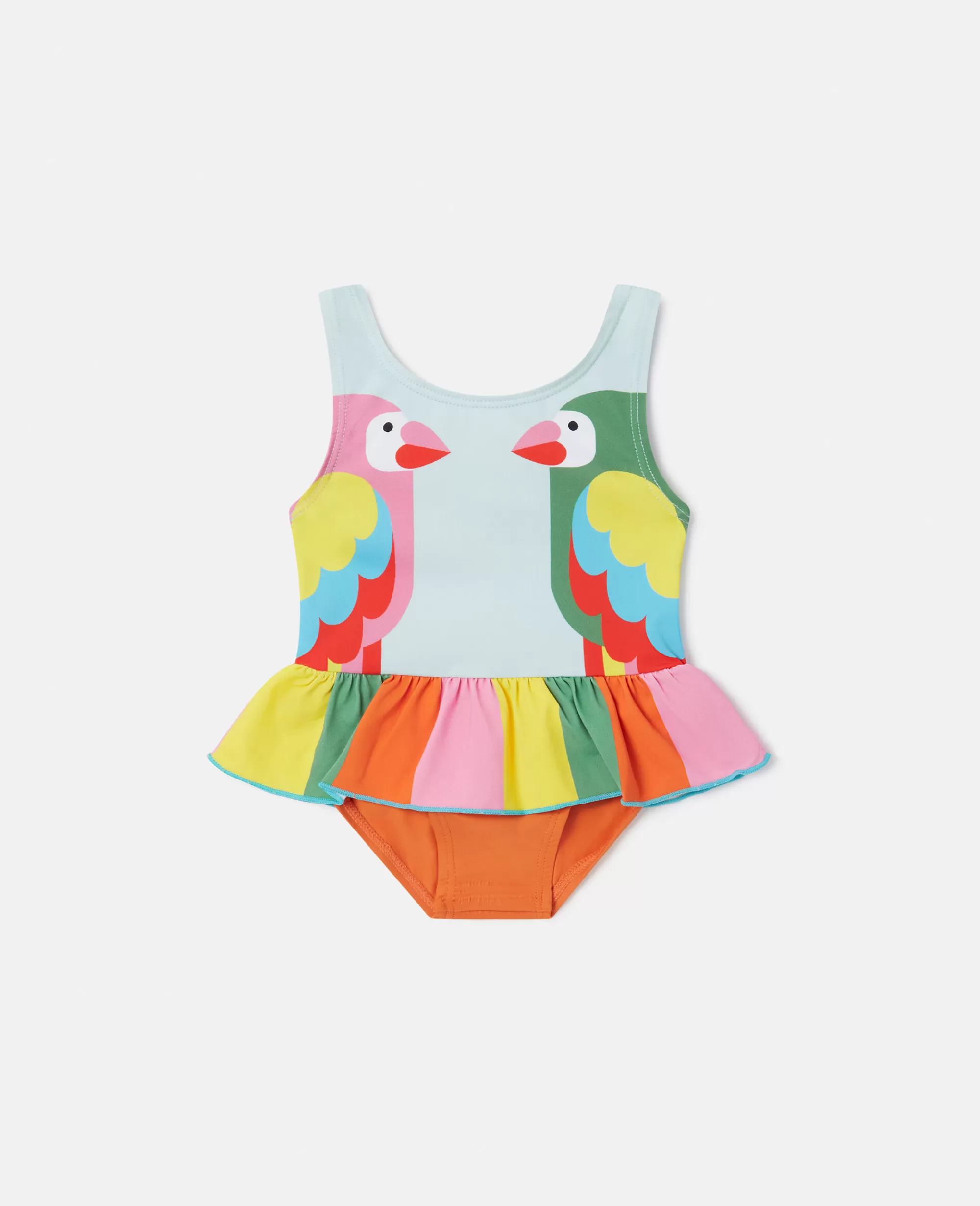 Bambini Stella McCartney Bimba>Costume Con Ruche E Stampa Due Pappagalli