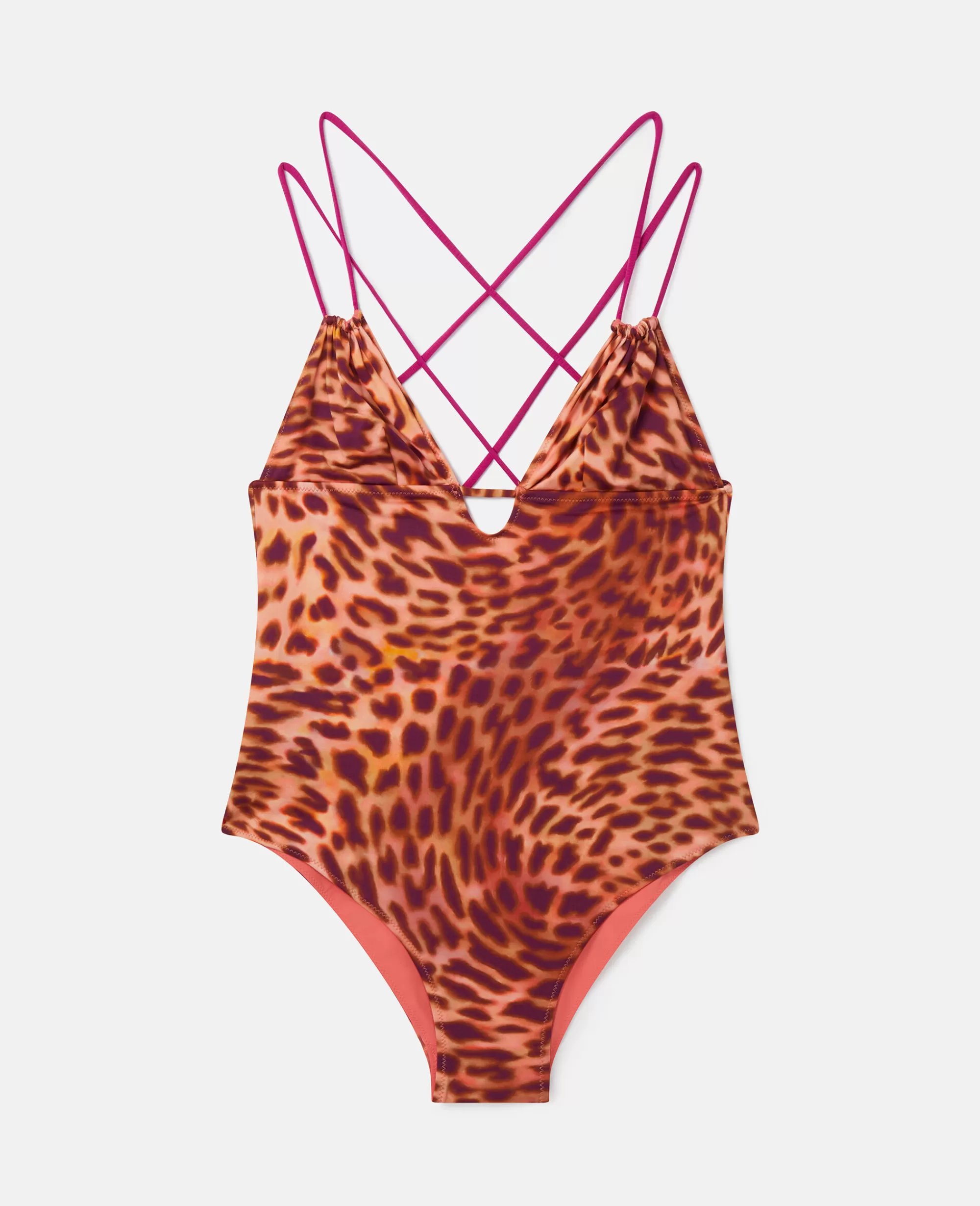 Donna Stella McCartney Costumi Da Bagno>Costume Da Bagno Con Incrocio Sul Retro E Stampa Ghepardo Sfumata