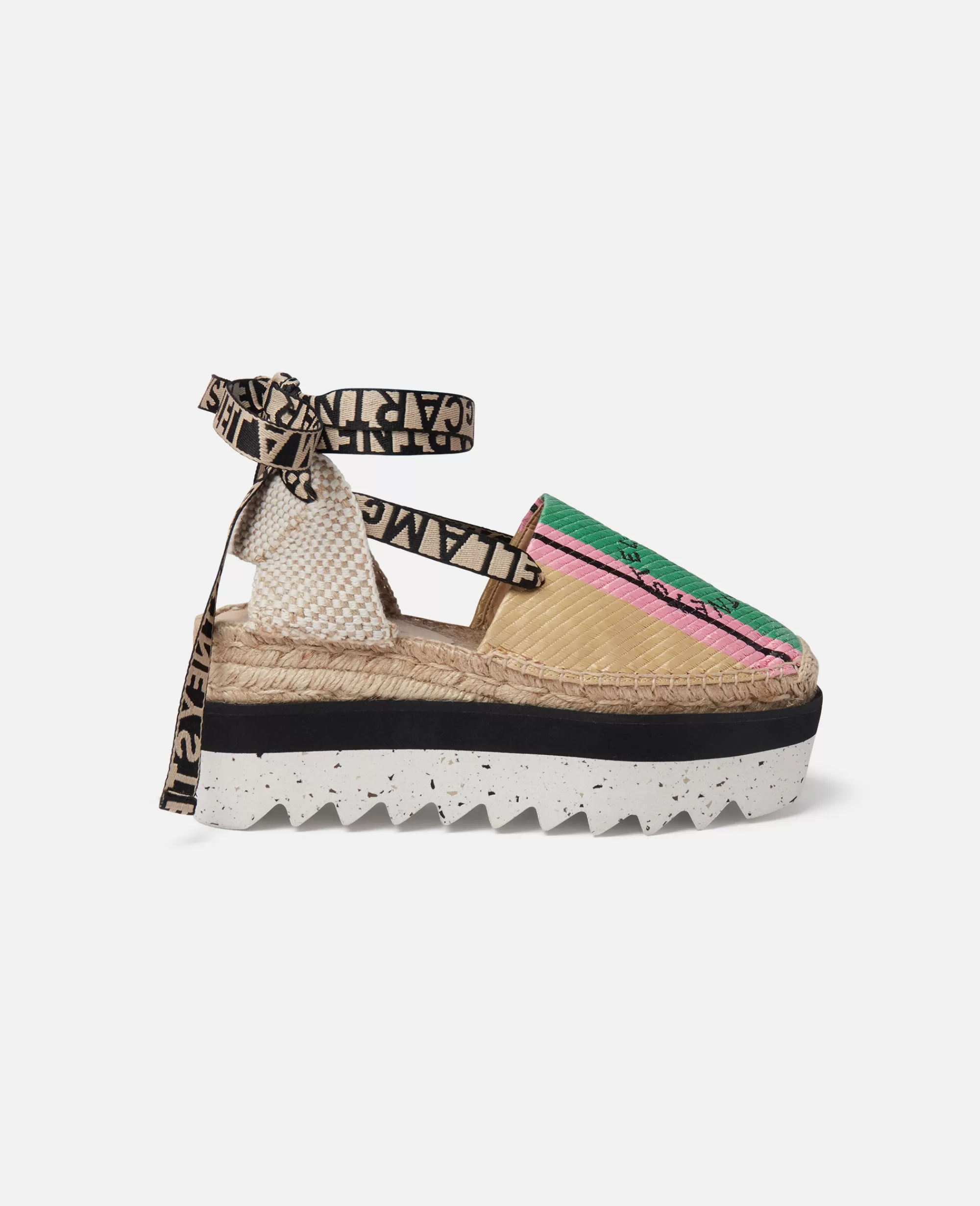 Donna Stella McCartney Espadrilles>Espadrillas Con Zeppa In Rafia A Righe Gaia