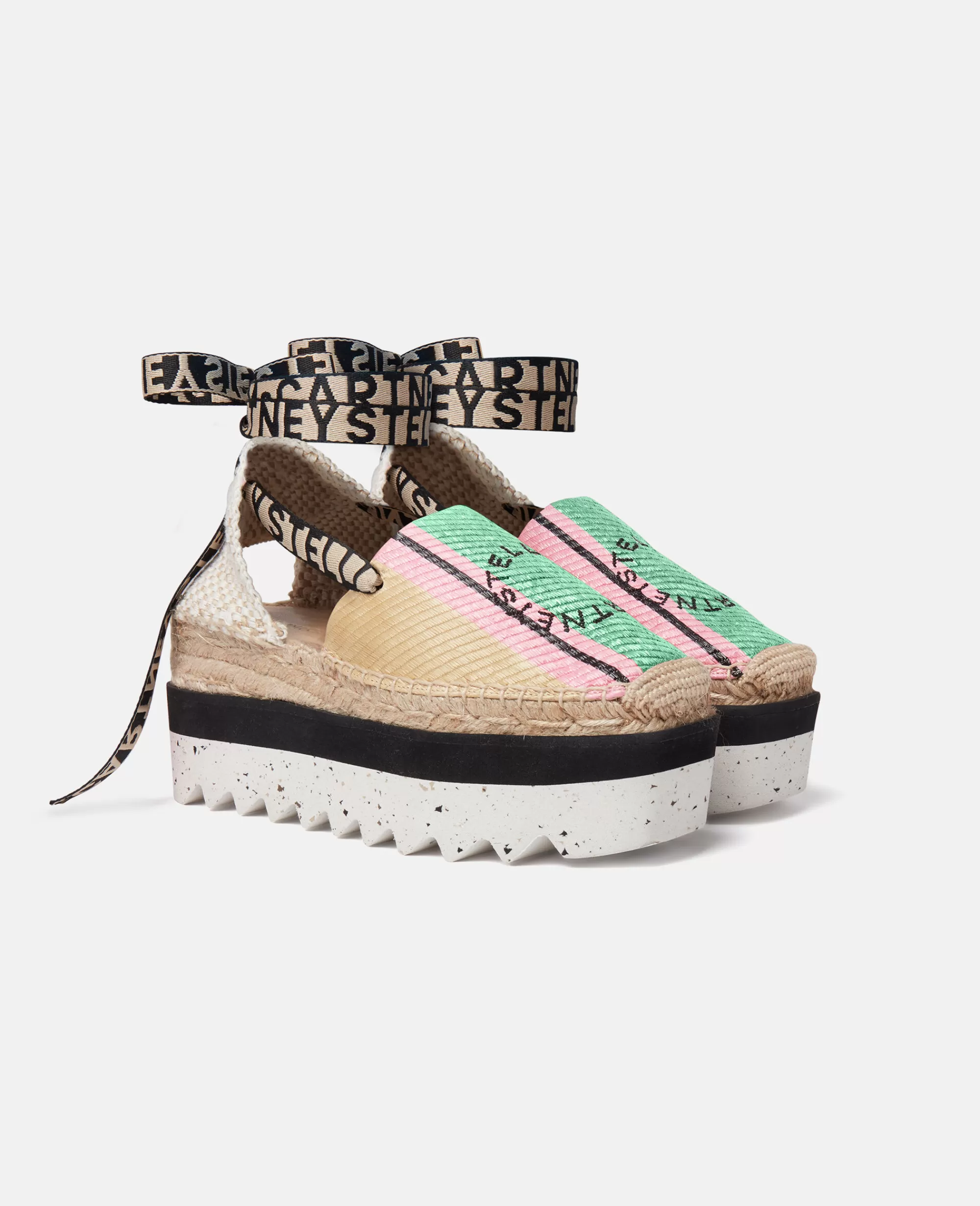 Donna Stella McCartney Espadrilles>Espadrillas Con Zeppa In Rafia A Righe Gaia