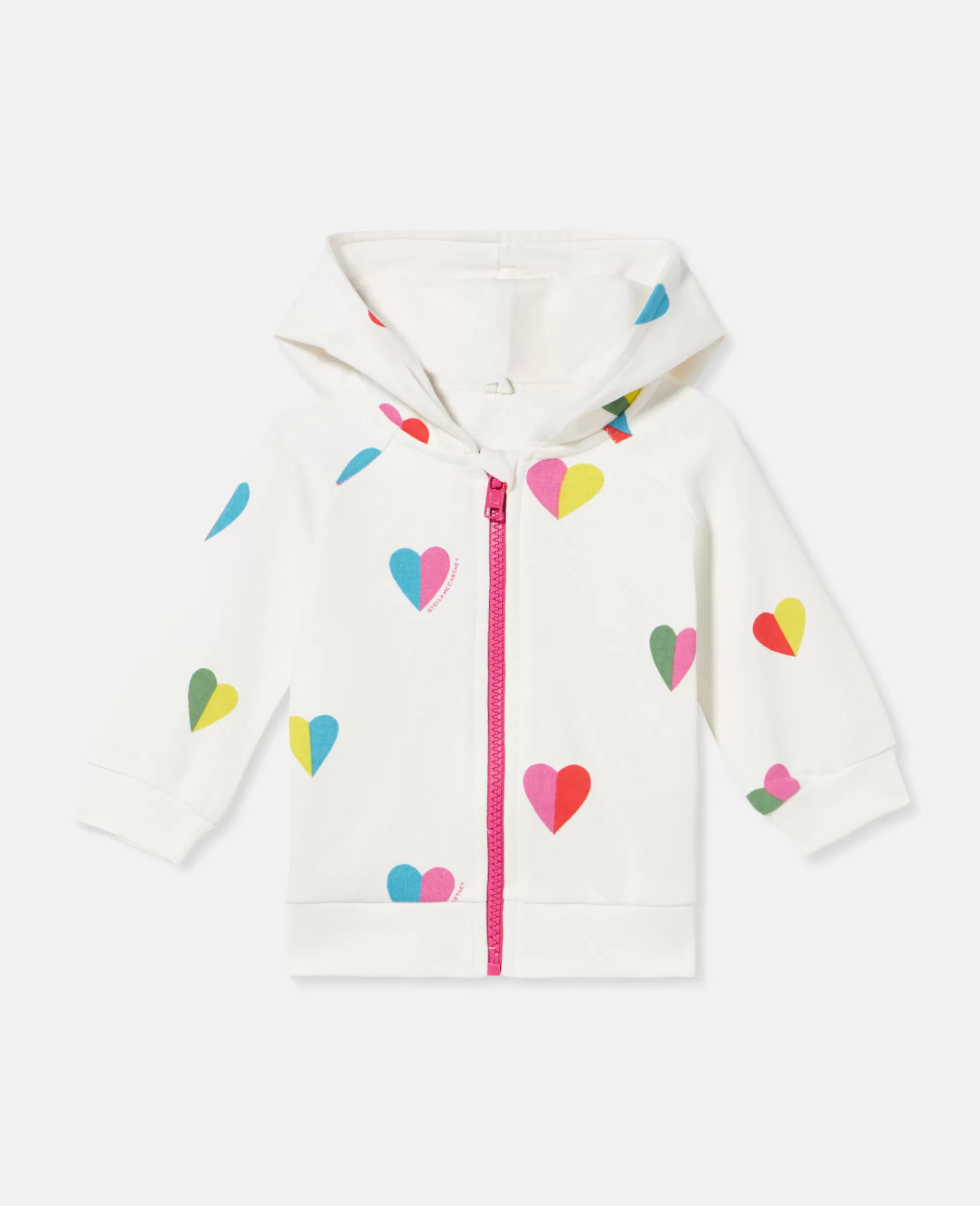 Bambini Stella McCartney Capispalla>Felpa Con Cappuccio E Zip Con Stampa Cuore