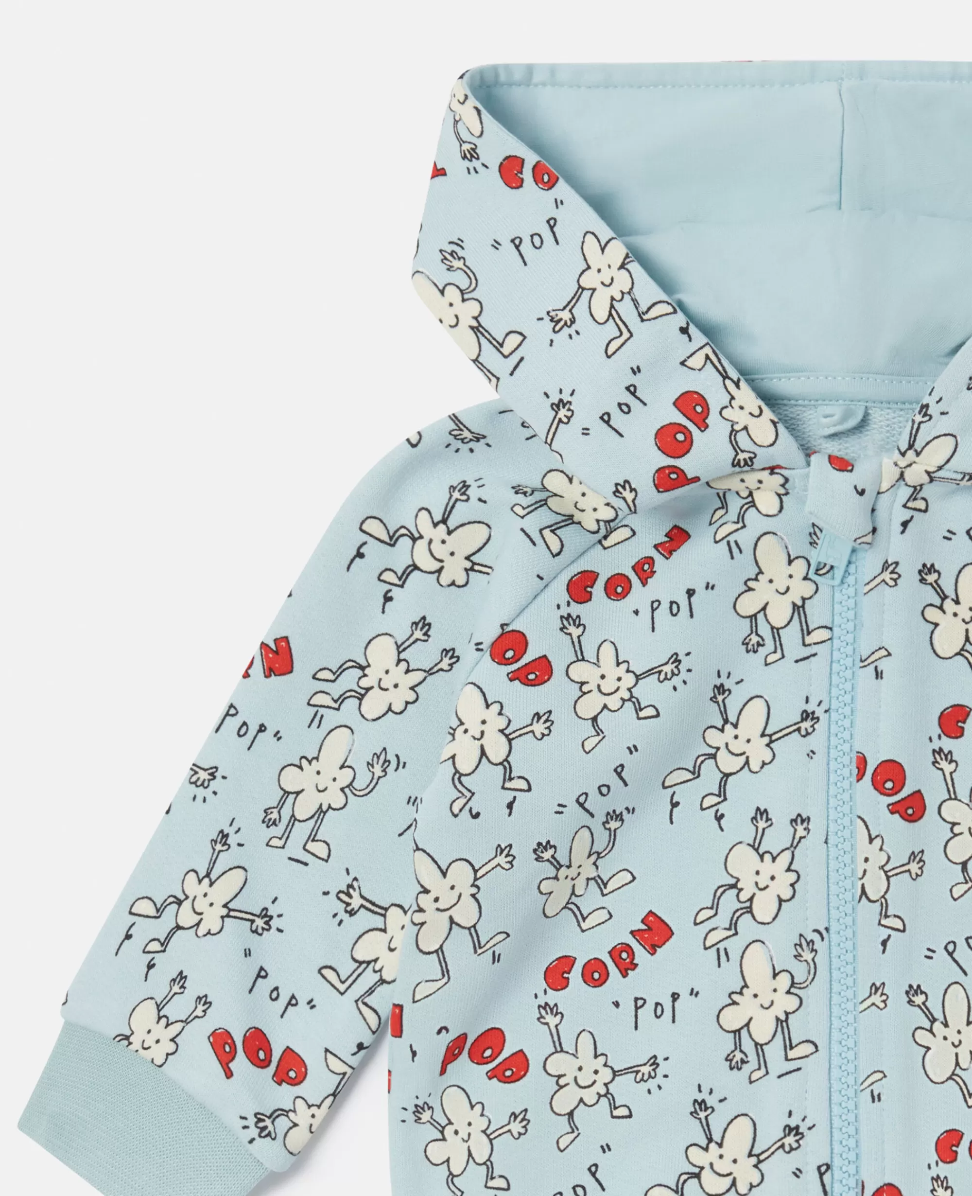 Bambini Stella McCartney T-Shirt>Felpa Con Cappuccio E Zip Con Stampa Popcorn