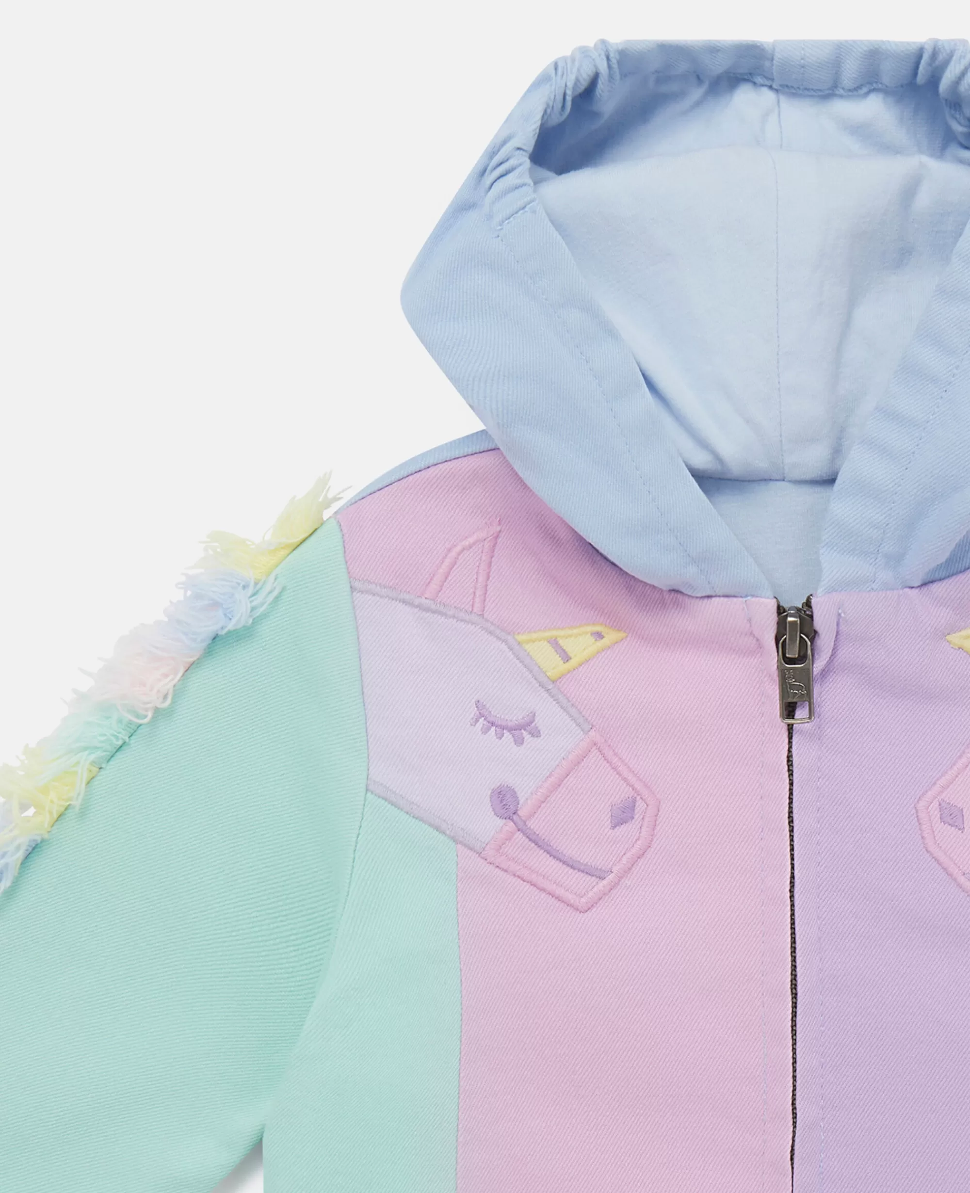 Bambini Stella McCartney Capispalla>Felpa Con Cappuccio E Zip Unicorno Arcobaleno