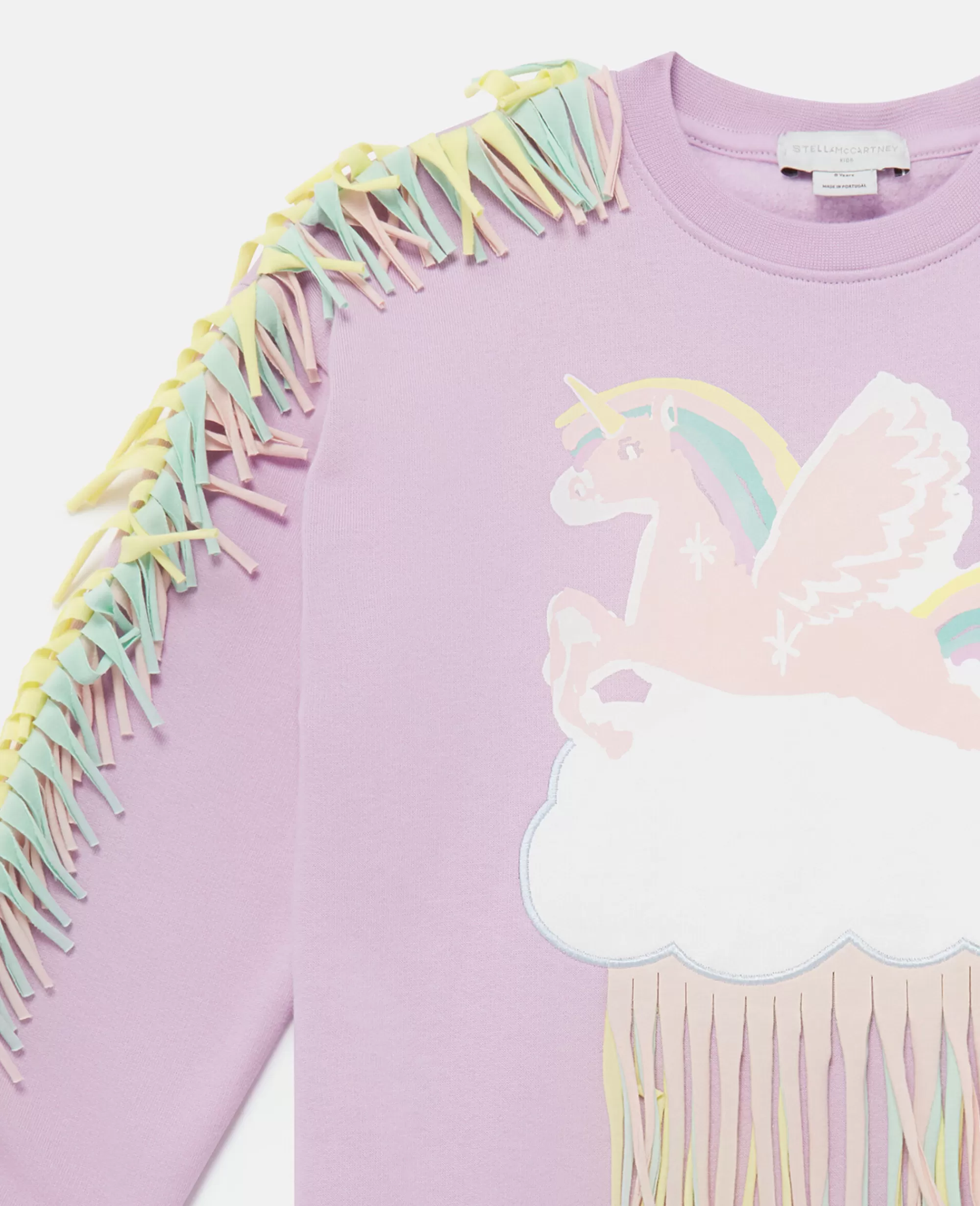 Bambini Stella McCartney Vestiti E Tutine>Felpa Con Frange E Nuvola Con Unicorno